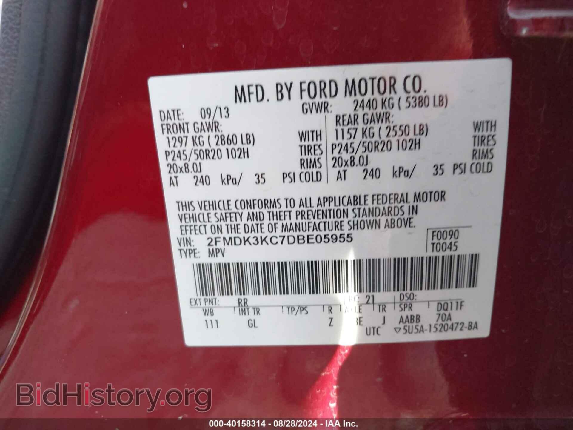 2013 FORD EDGE - VIN: 2FMDK3KC7DBE05955 - Photo 9