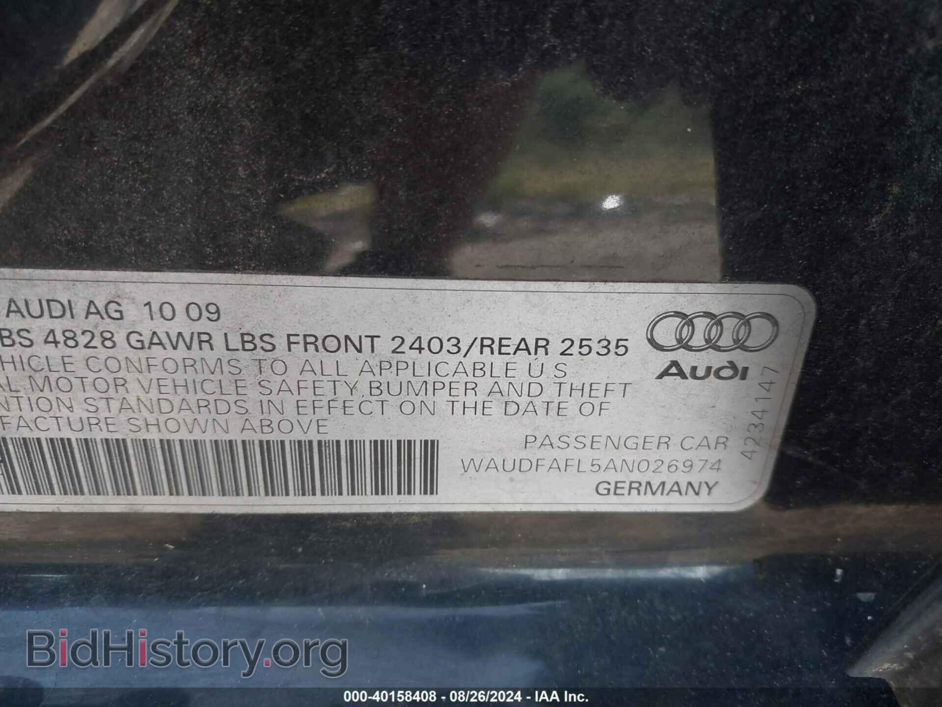 2010 AUDI A4 - VIN: WAUDFAFL5AN026974 - Фото 9