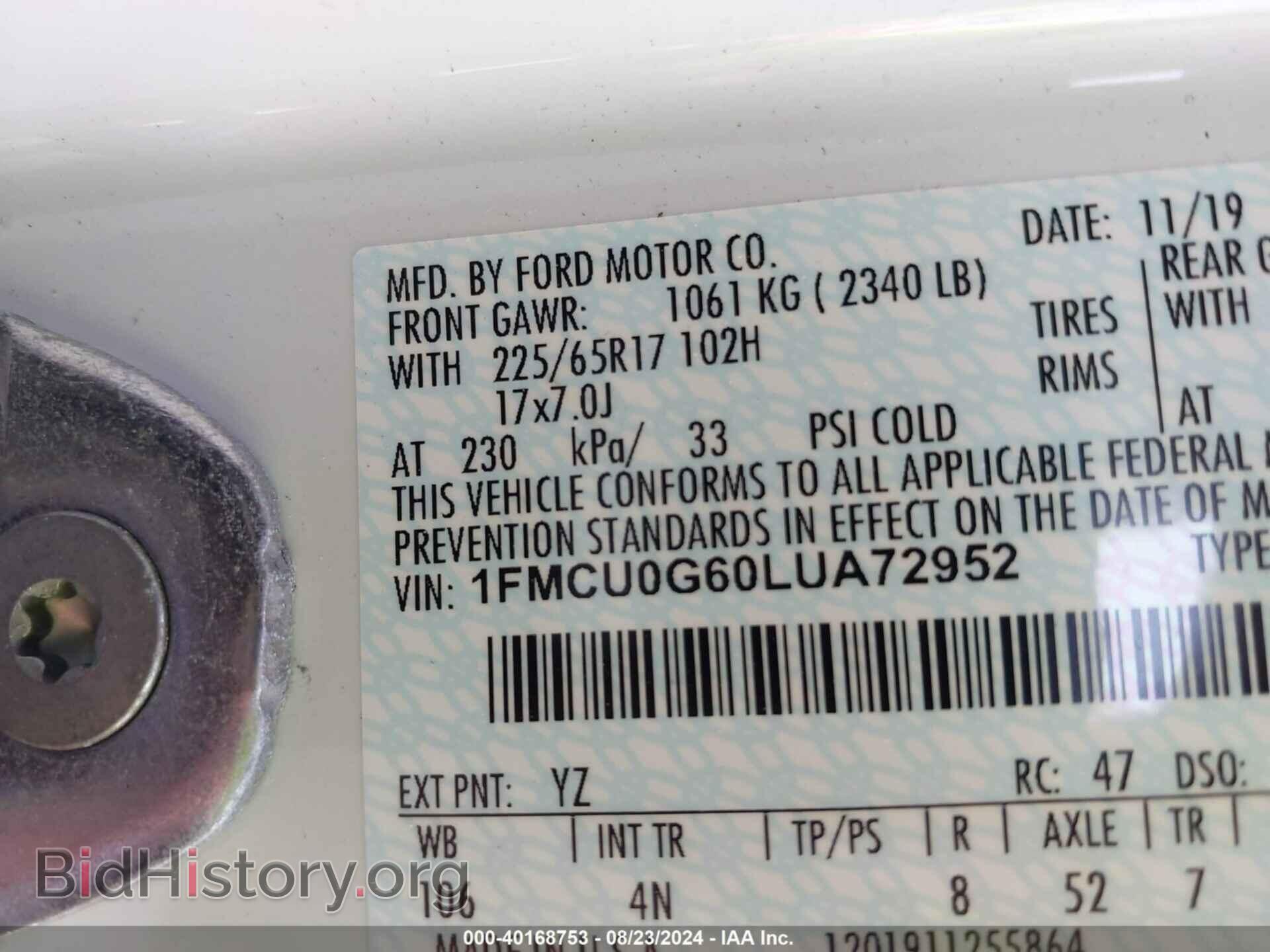 2020 FORD ESCAPE - VIN: 1FMCU0G60LUA72952 - Photo 9