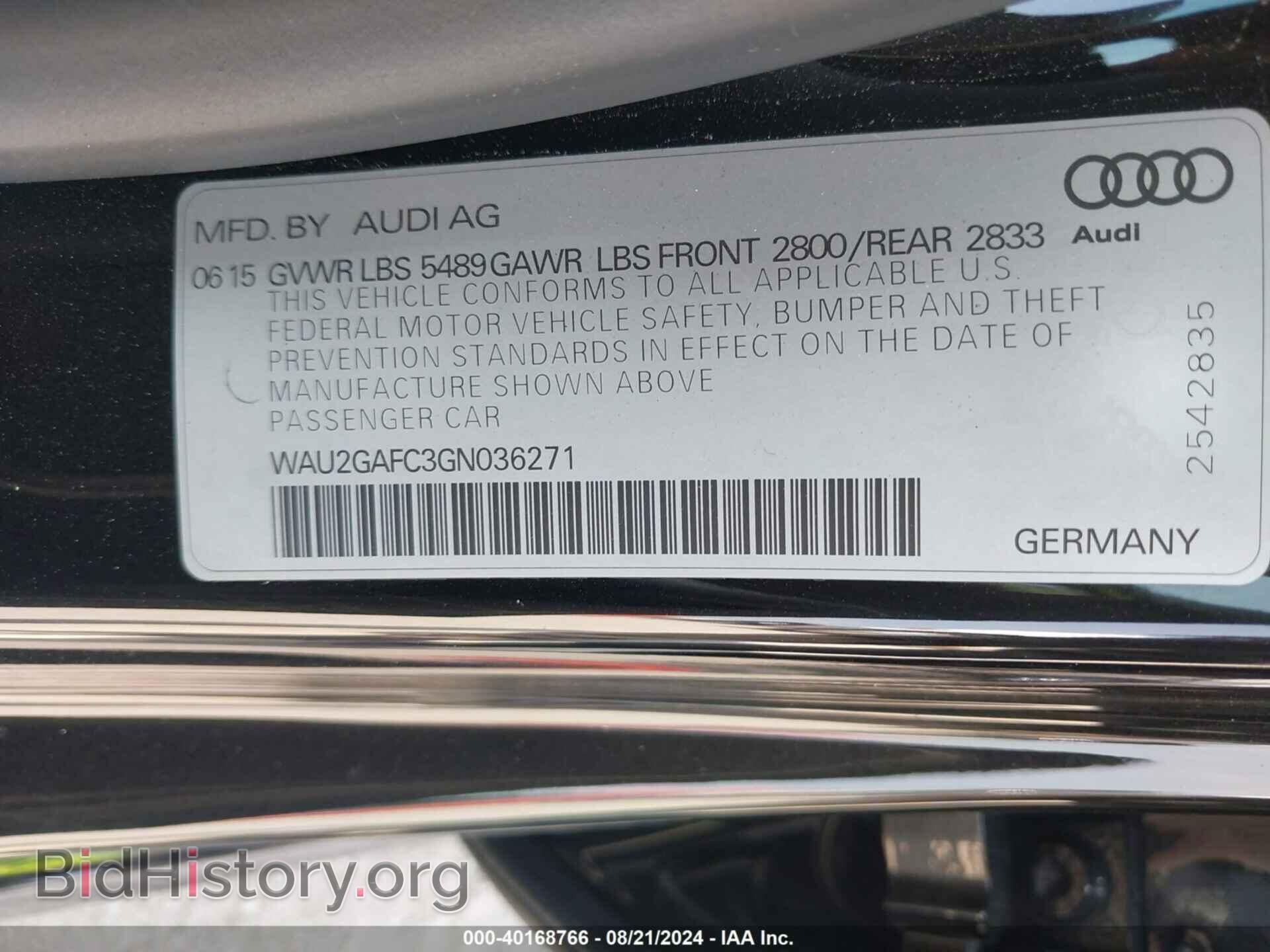 2016 AUDI A7 - VIN: WAU2GAFC3GN036271 - Фото 9