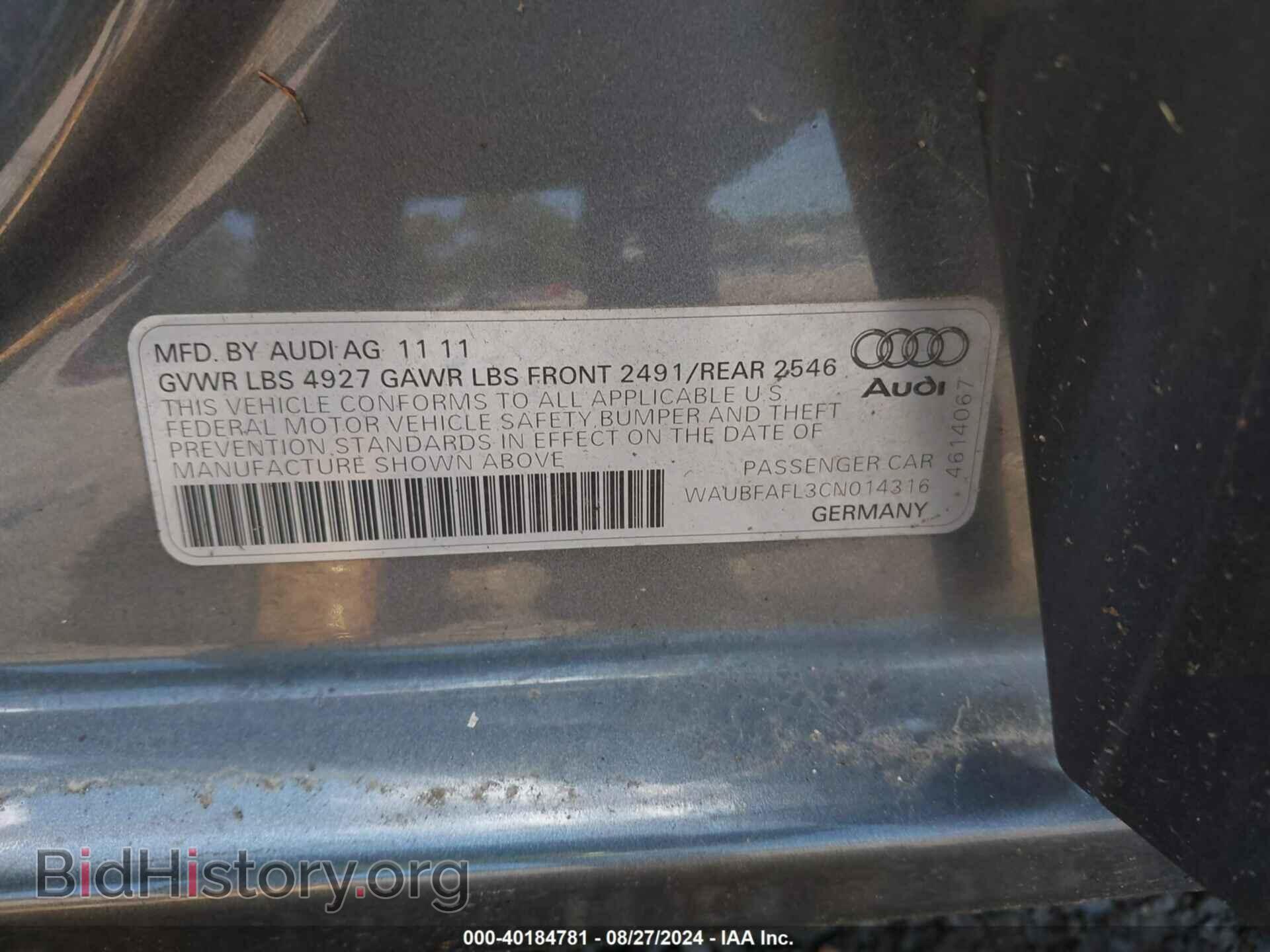 2012 AUDI A4 - VIN: WAUBFAFL3CN014316 - Фото 9