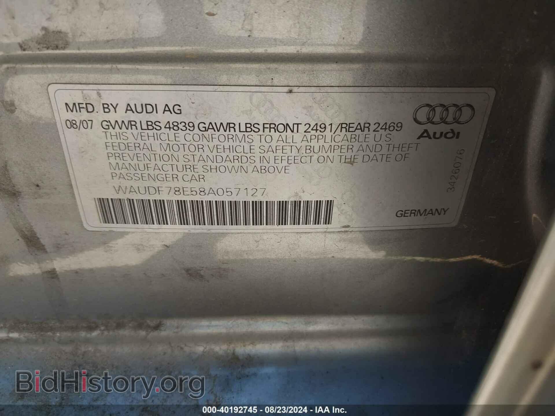 2008 AUDI A4 - VIN: WAUDF78E58A057127 - Фото 9