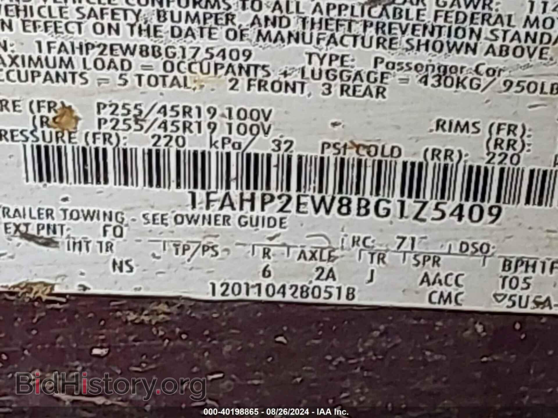 2011 FORD TAURUS - VIN: 1FAHP2EW8BG175409 - Photo 9