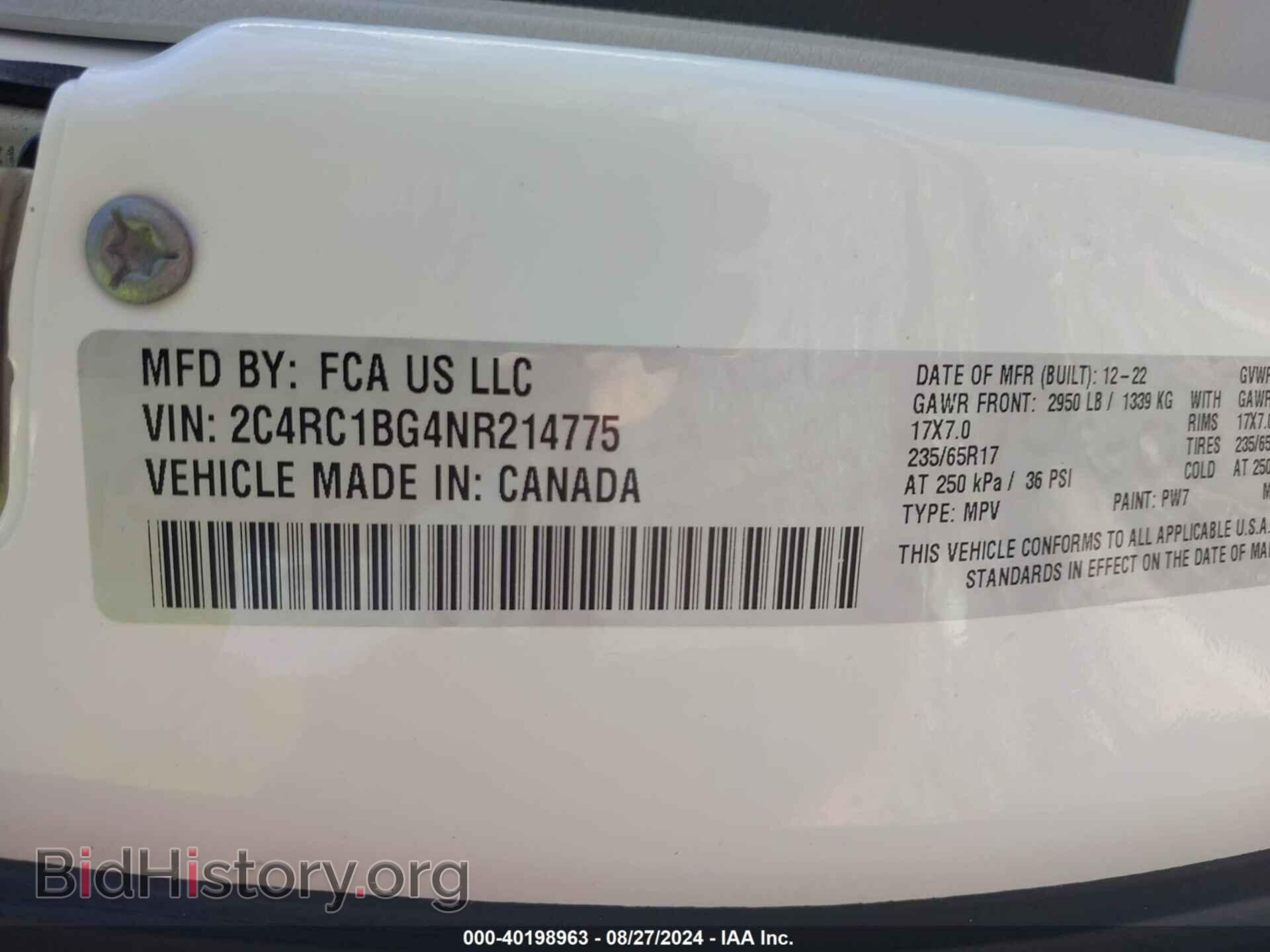 2022 CHRYSLER PACIFICA - VIN: 2C4RC1BG4NR214775 - Photo 9