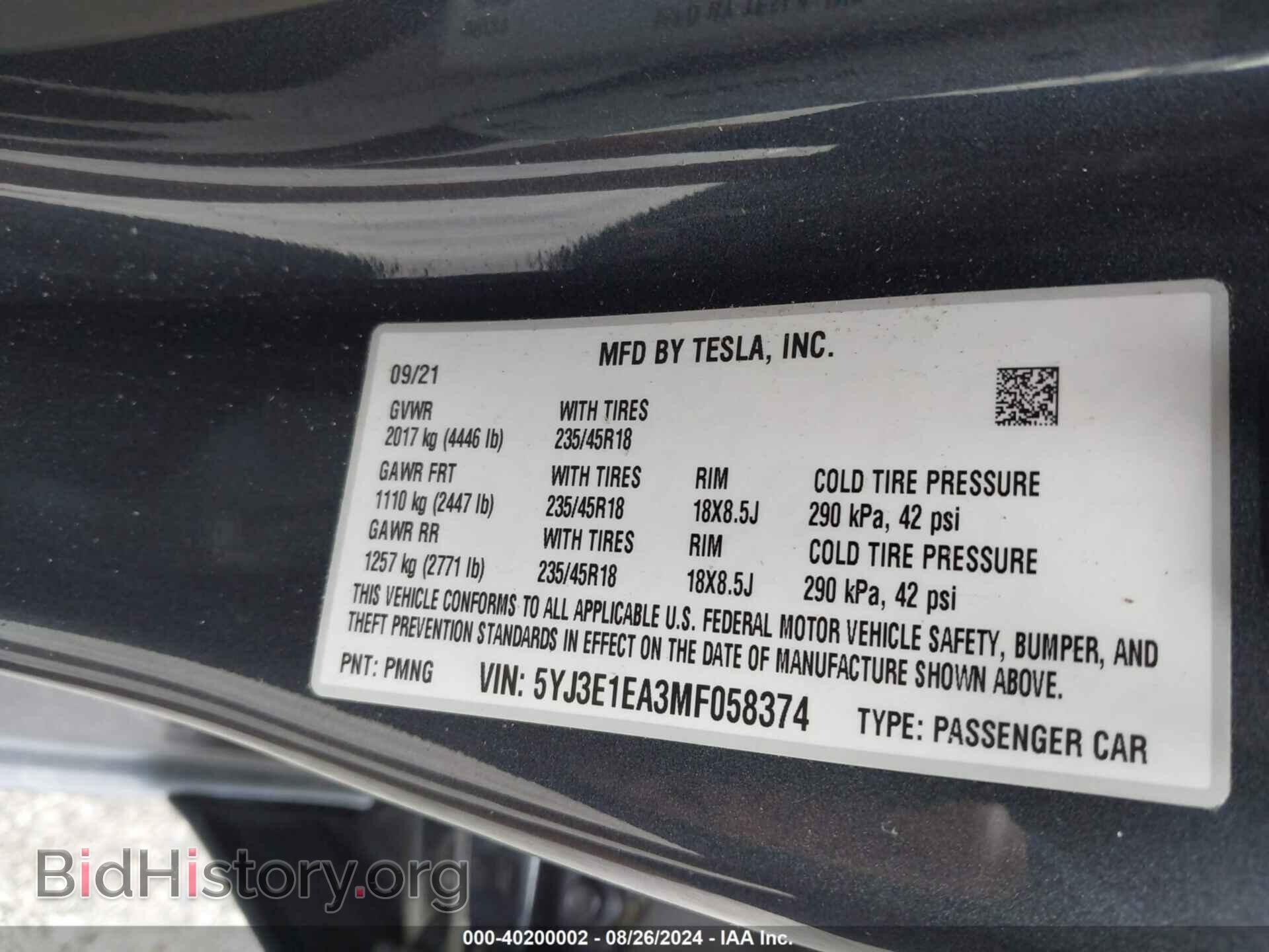 2021 TESLA MODEL 3 - VIN: 5YJ3E1EA3MF058374 - Photo 9
