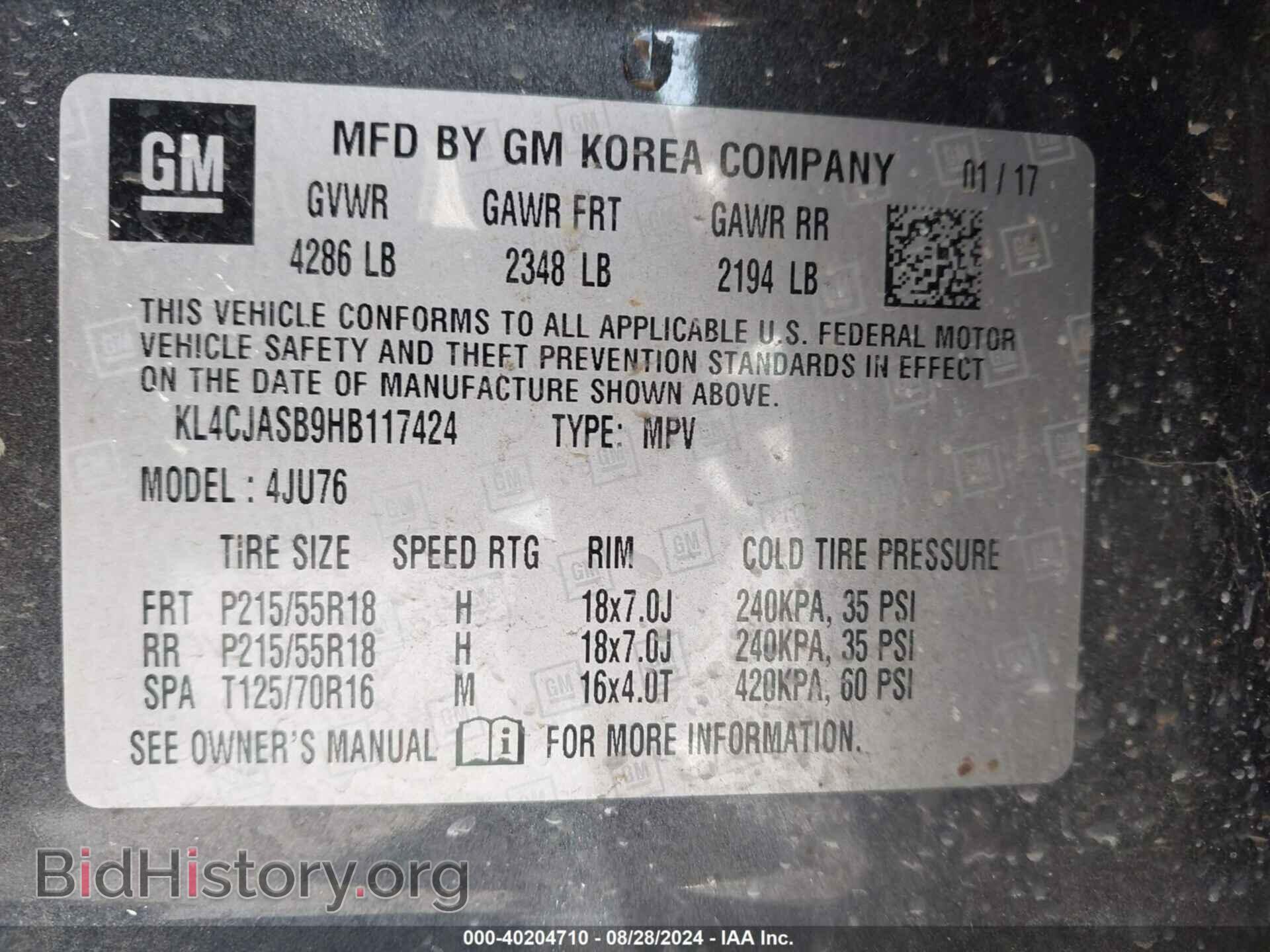 2017 BUICK ENCORE - VIN: KL4CJASB9HB117424 - Photo 9