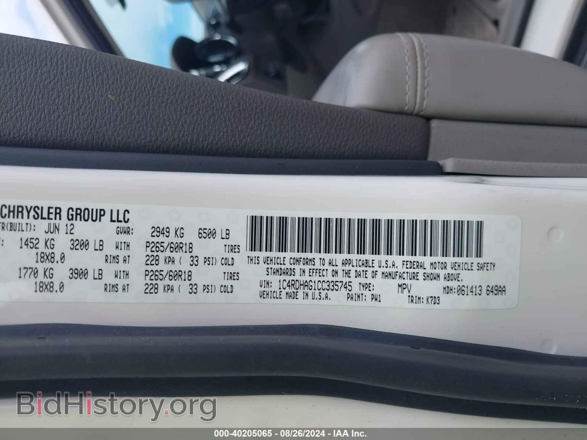 2012 DODGE DURANGO - VIN: 1C4RDHAG1CC335745 - Photo 9