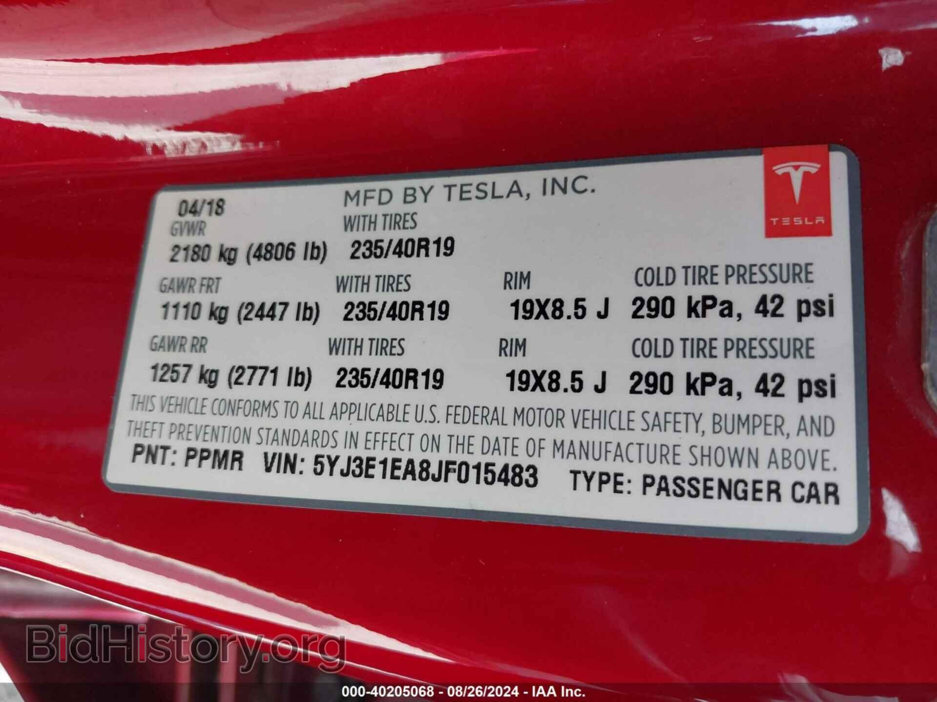 2018 TESLA MODEL 3 - VIN: 5YJ3E1EA8JF015483 - Фото 9