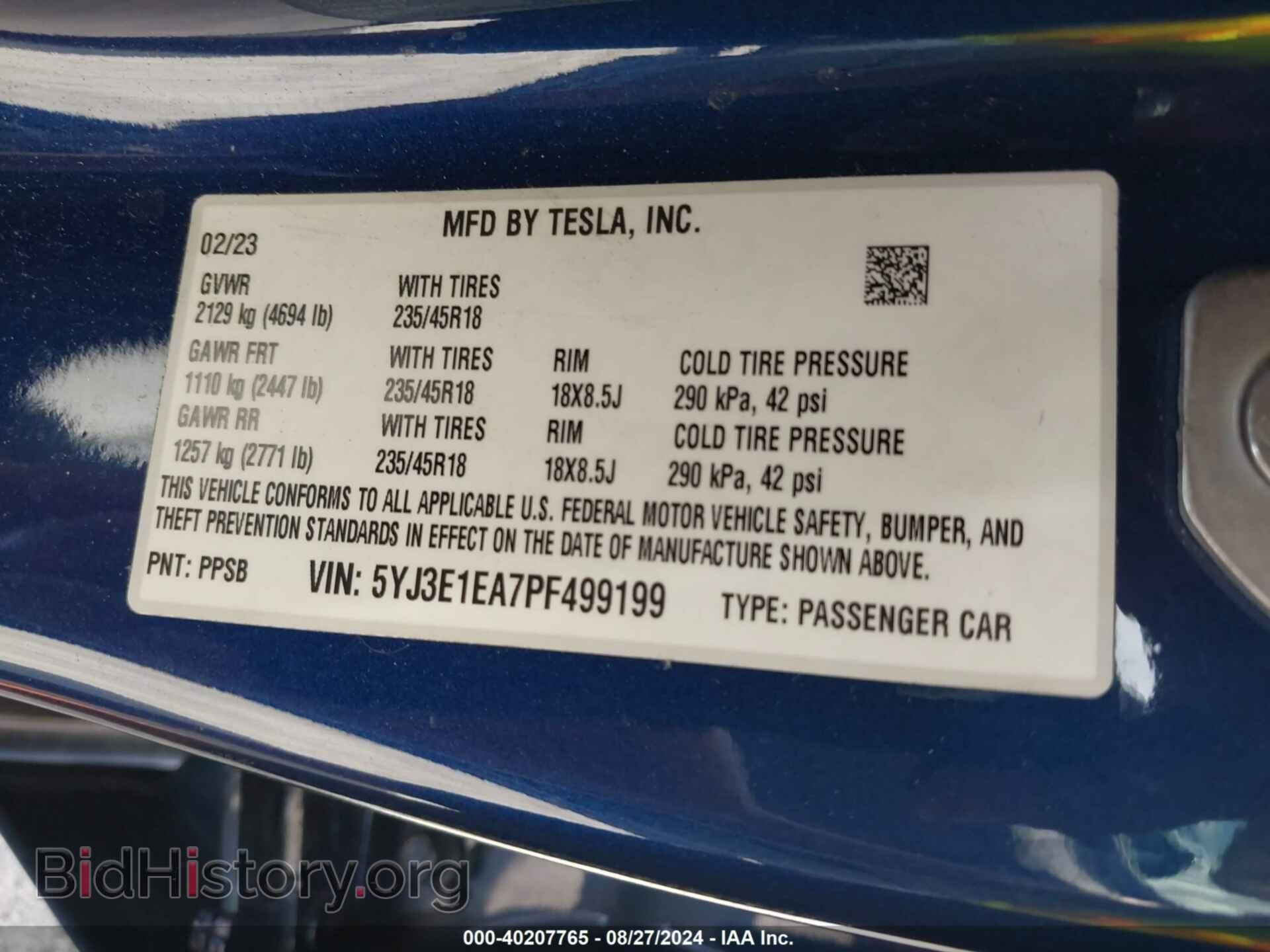 2023 TESLA MODEL 3 - VIN: 5YJ3E1EA7PF499199 - Фото 9