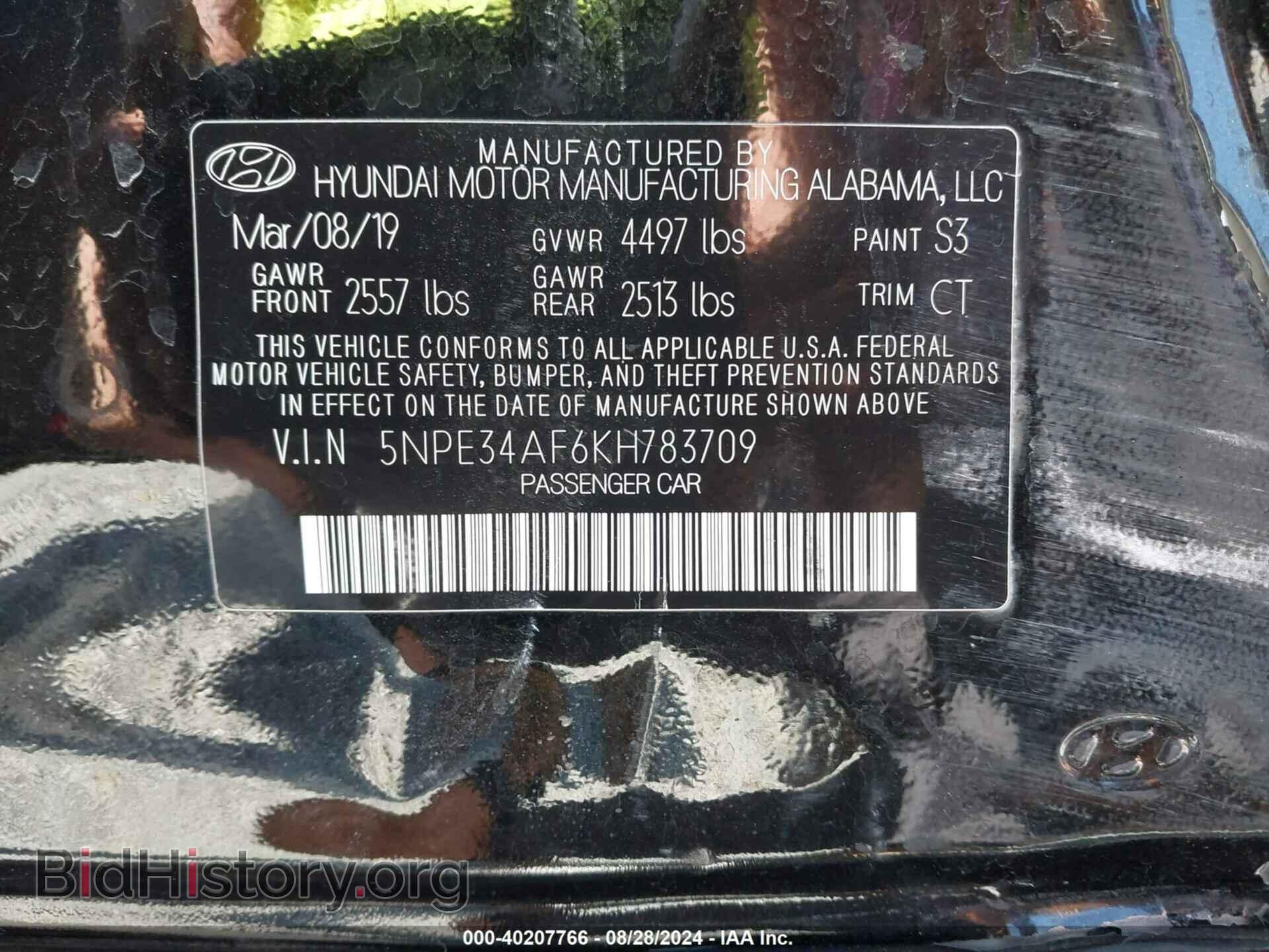2019 HYUNDAI SONATA - VIN: 5NPE34AF6KH783709 - Фото 9