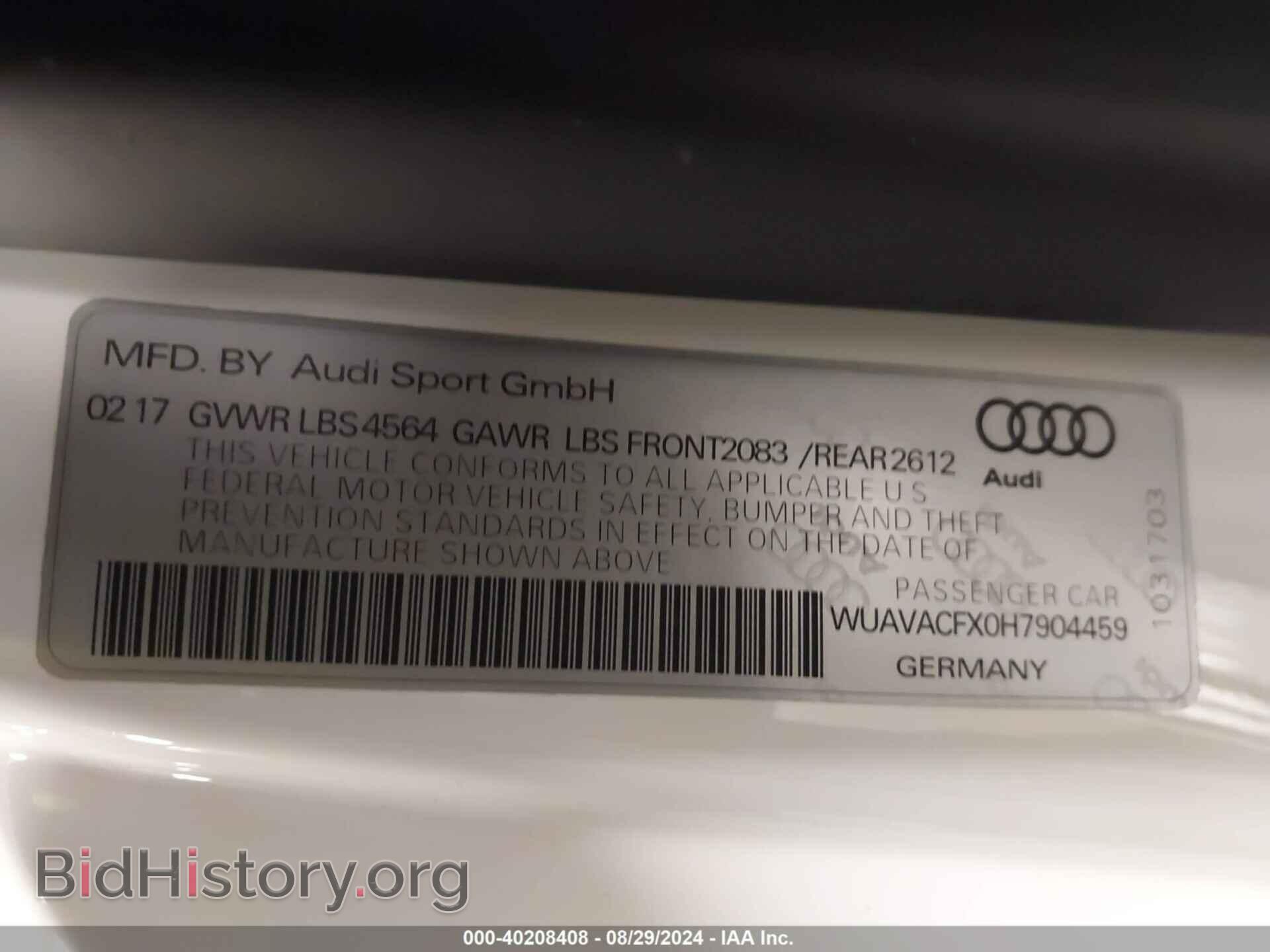 2017 AUDI R8 - VIN: WUAVACFX0H7904459 - Фото 9