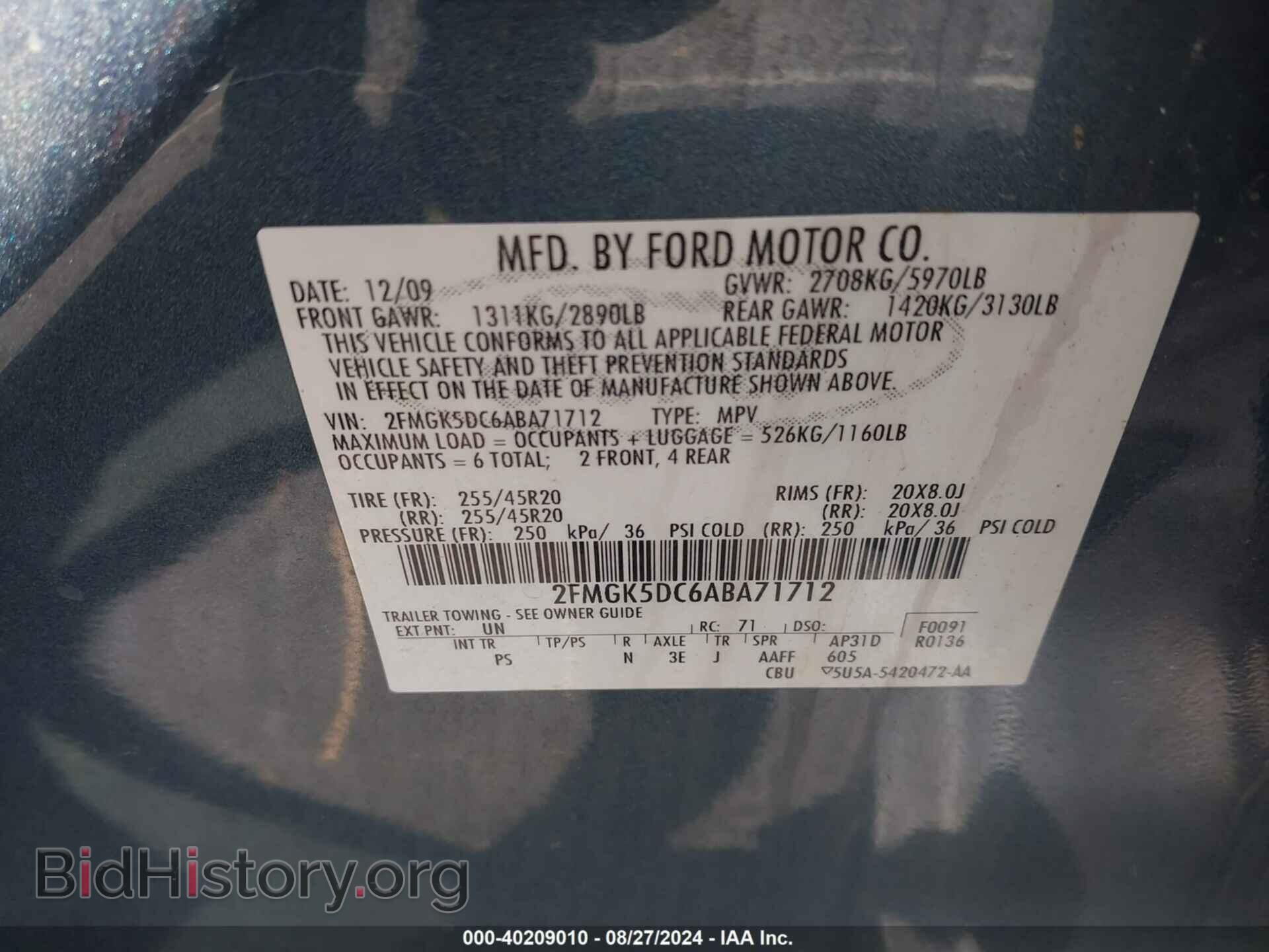 2010 FORD FLEX - VIN: 2FMGK5DC6ABA71712 - Photo 9