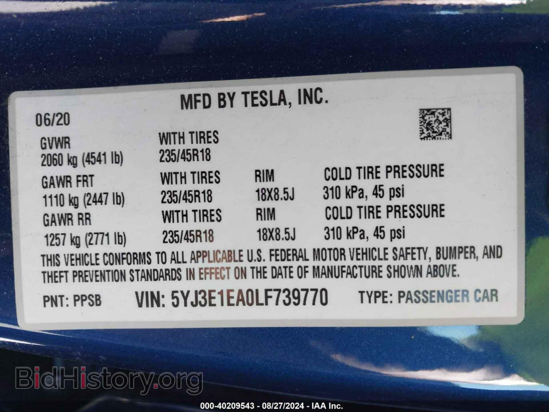 2020 TESLA MODEL 3 - VIN: 5YJ3E1EA0LF739770 - Фото 9