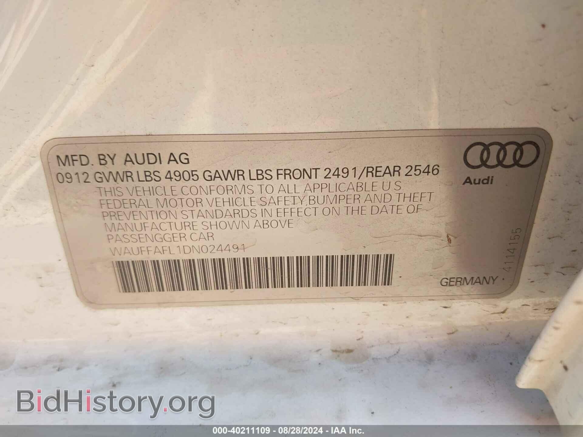 2013 AUDI A4 - VIN: WAUFFAFL1DN024491 - Фото 9