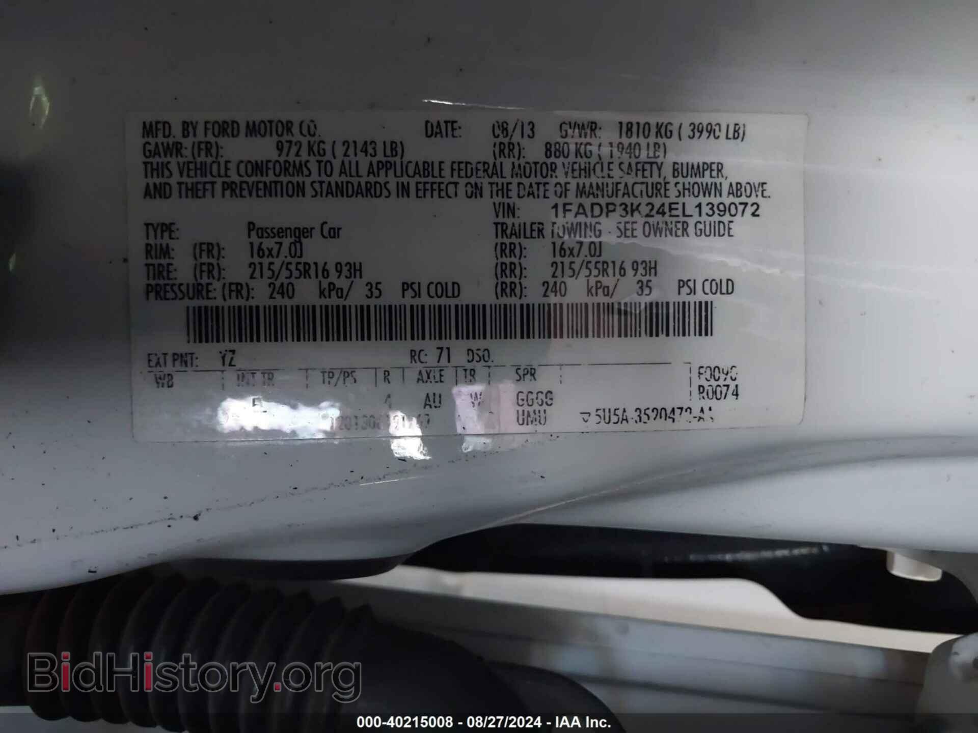 2014 FORD FOCUS - VIN: 1FADP3K24EL139072 - Фото 9