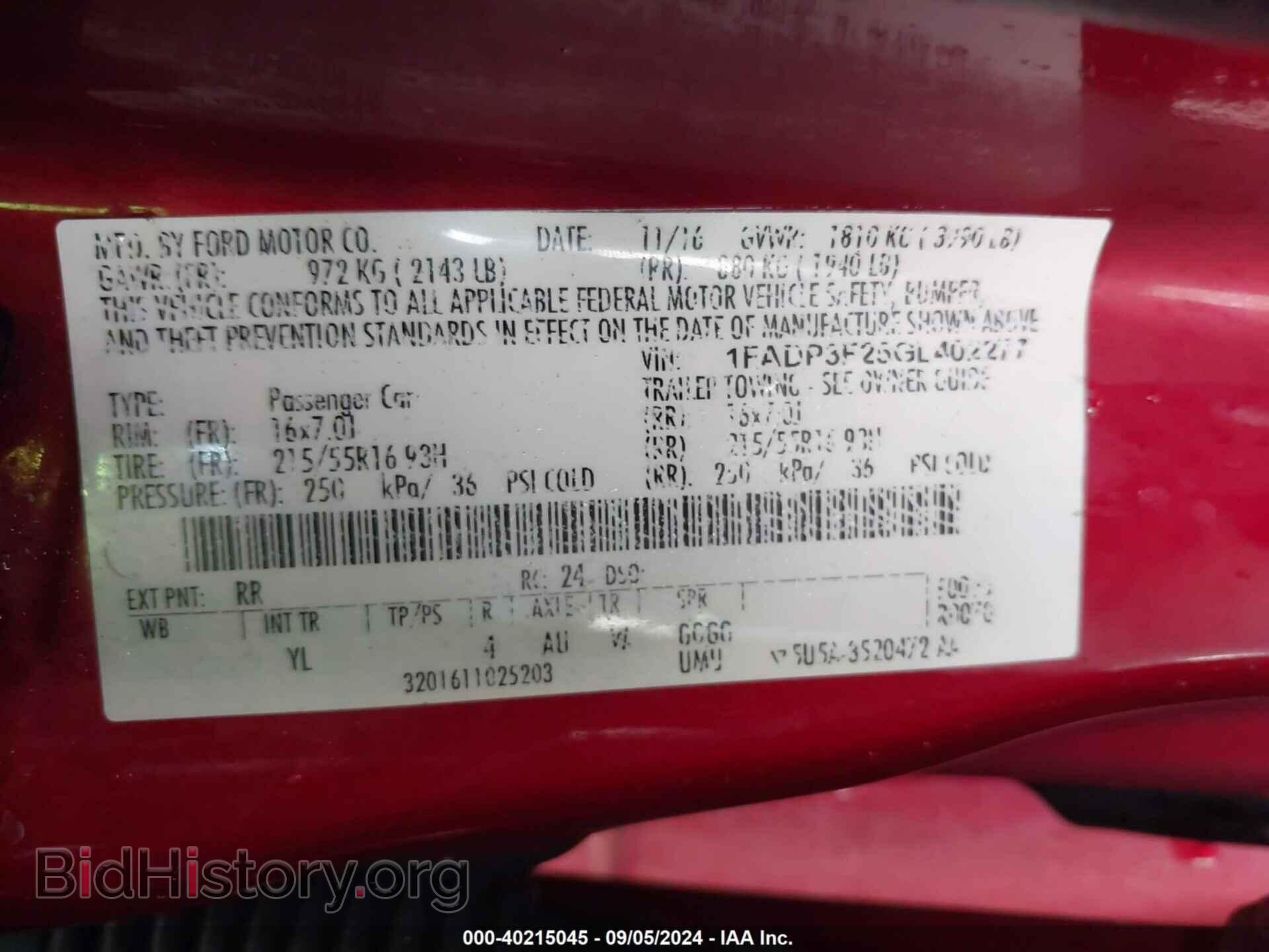 2016 FORD FOCUS - VIN: 1FADP3F25GL402277 - Фото 9