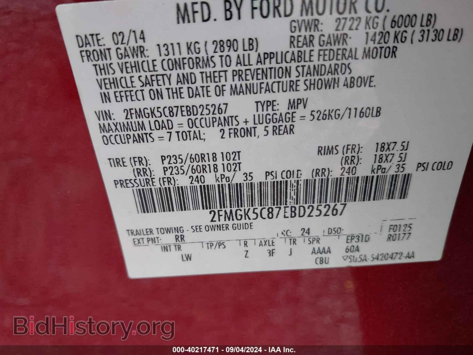 2014 FORD FLEX - VIN: 2FMGK5C87EBD25267 - Photo 9