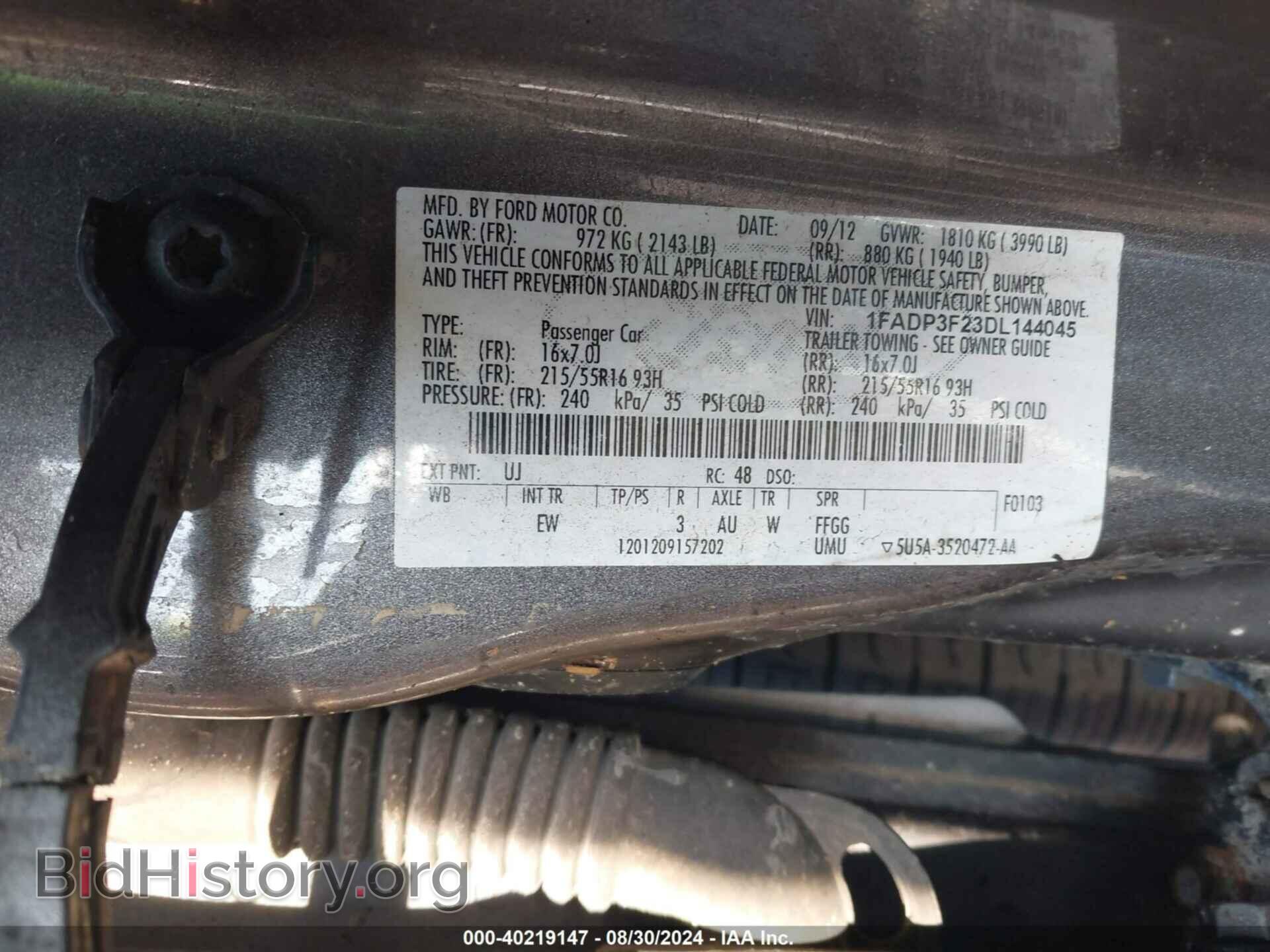 2013 FORD FOCUS - VIN: 1FADP3F23DL144045 - Photo 9