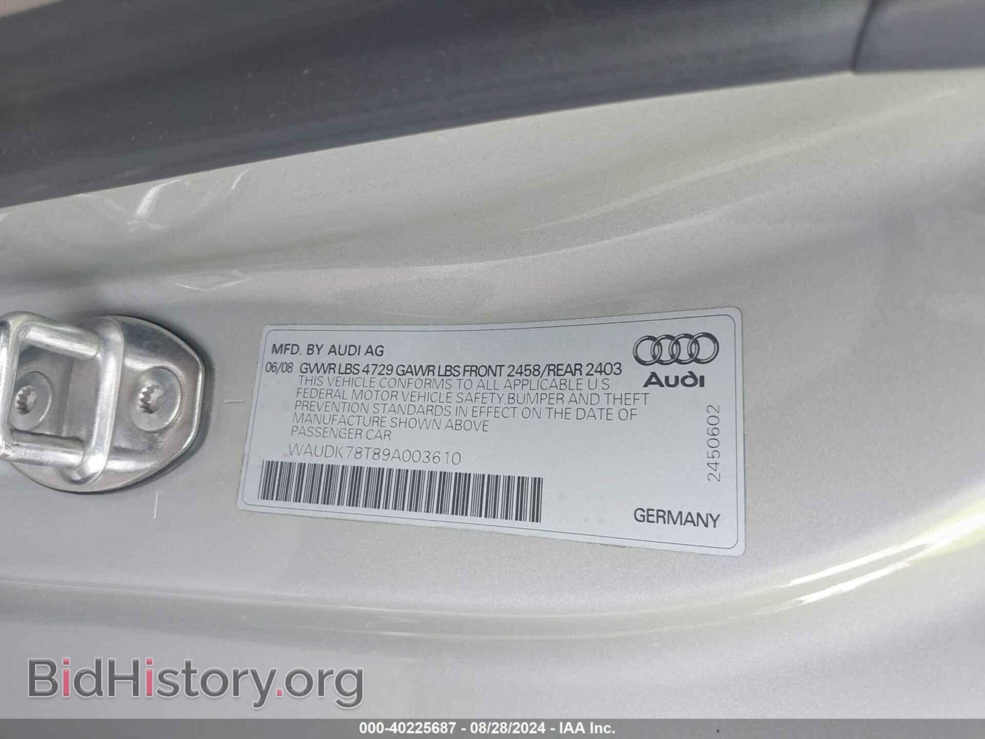 2009 AUDI A5 - VIN: WAUDK78T89A003610 - Фото 9