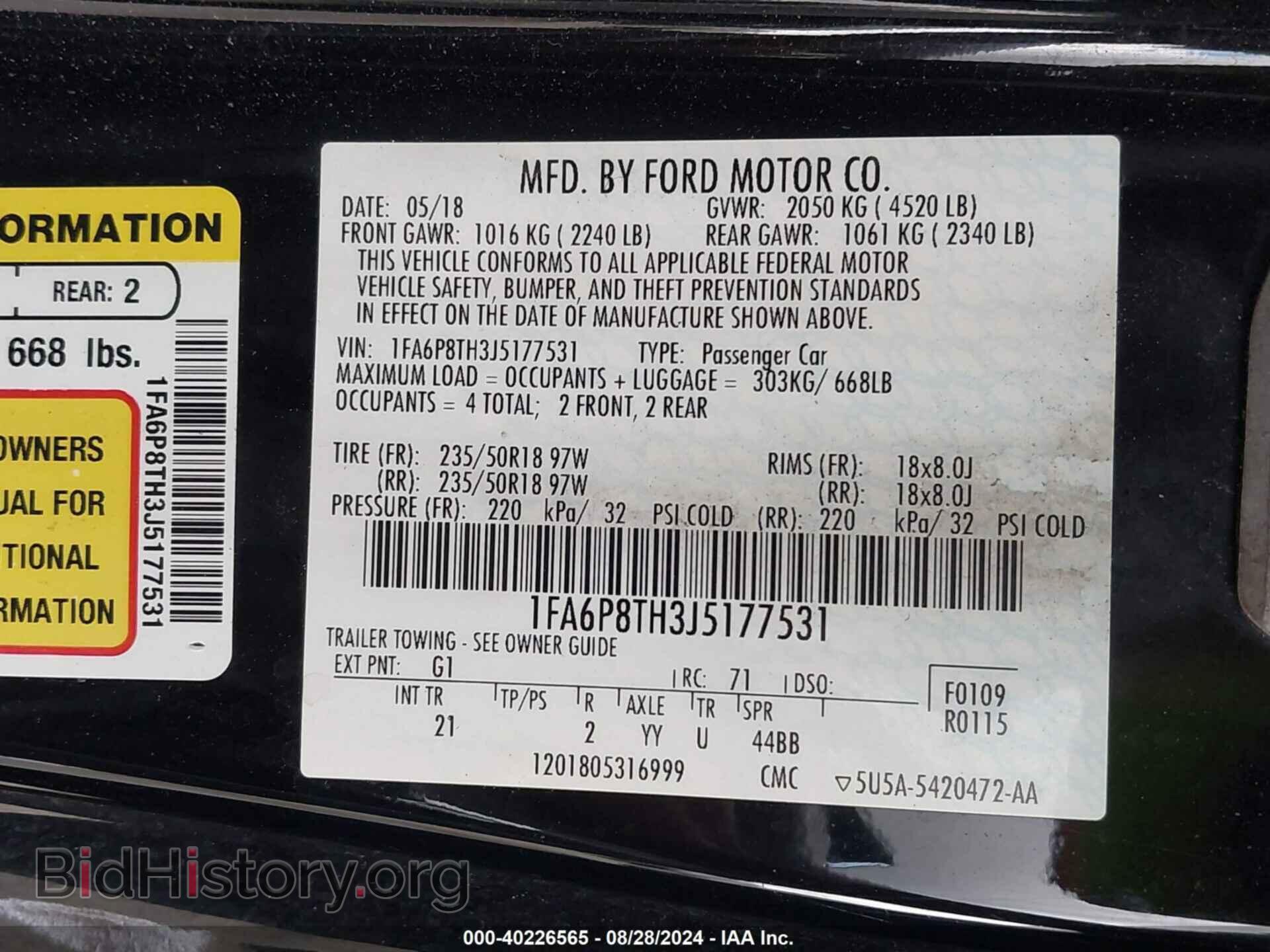 2018 FORD MUSTANG - VIN: 1FA6P8TH3J5177531 - Фото 9
