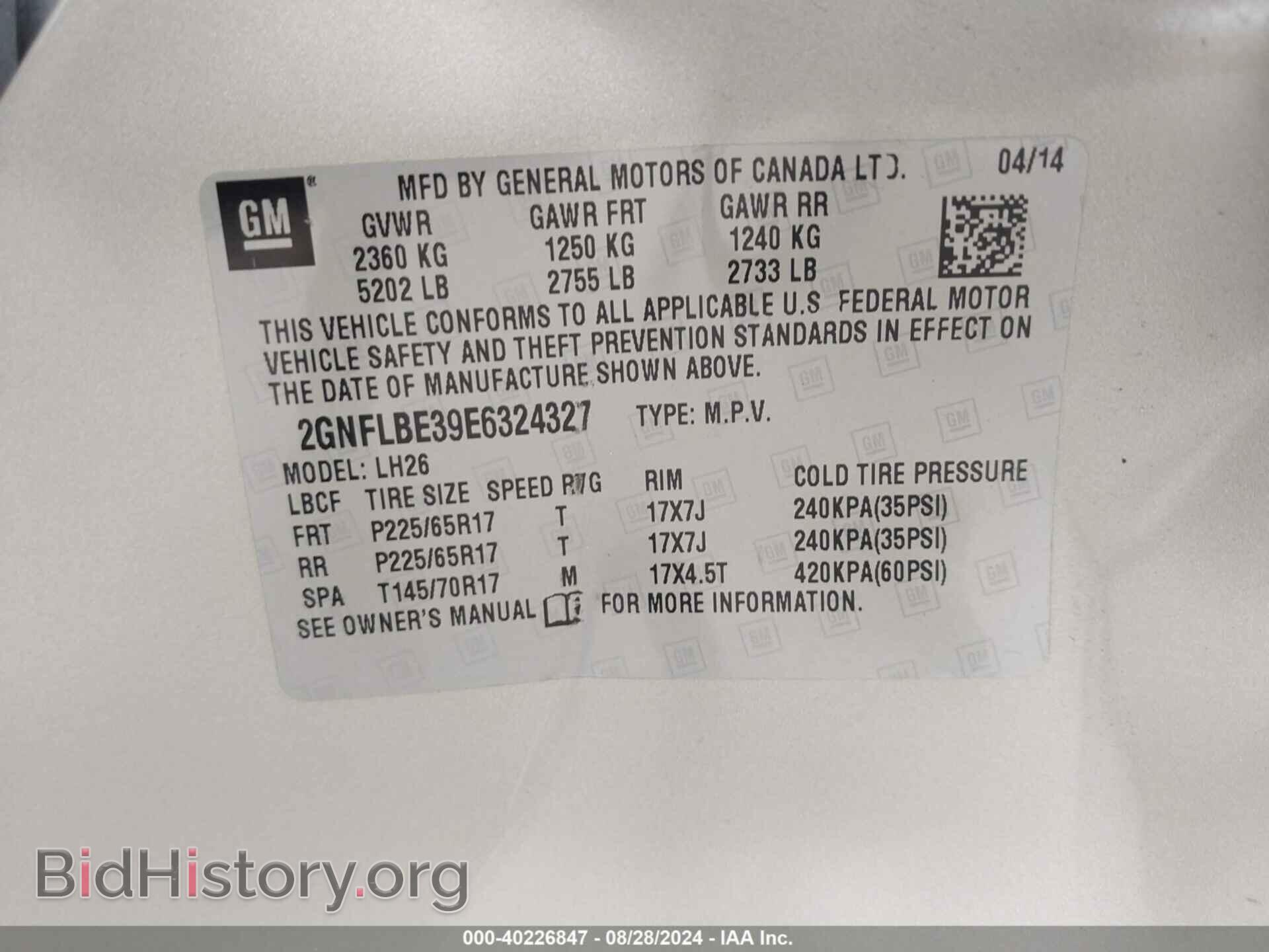 2014 CHEVROLET EQUINOX - VIN: 2GNFLBE39E6324327 - Photo 9