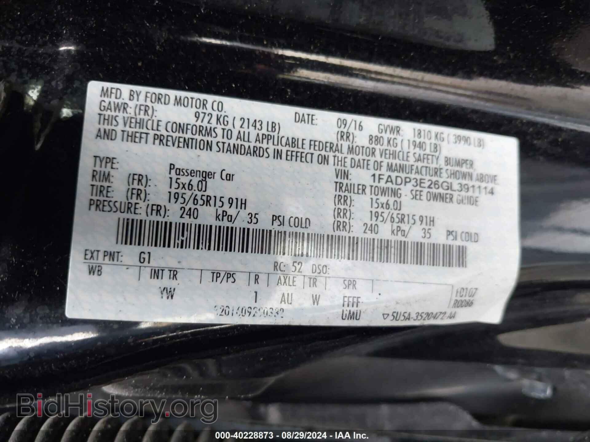 2016 FORD FOCUS - VIN: 1FADP3E26GL391114 - Фото 9