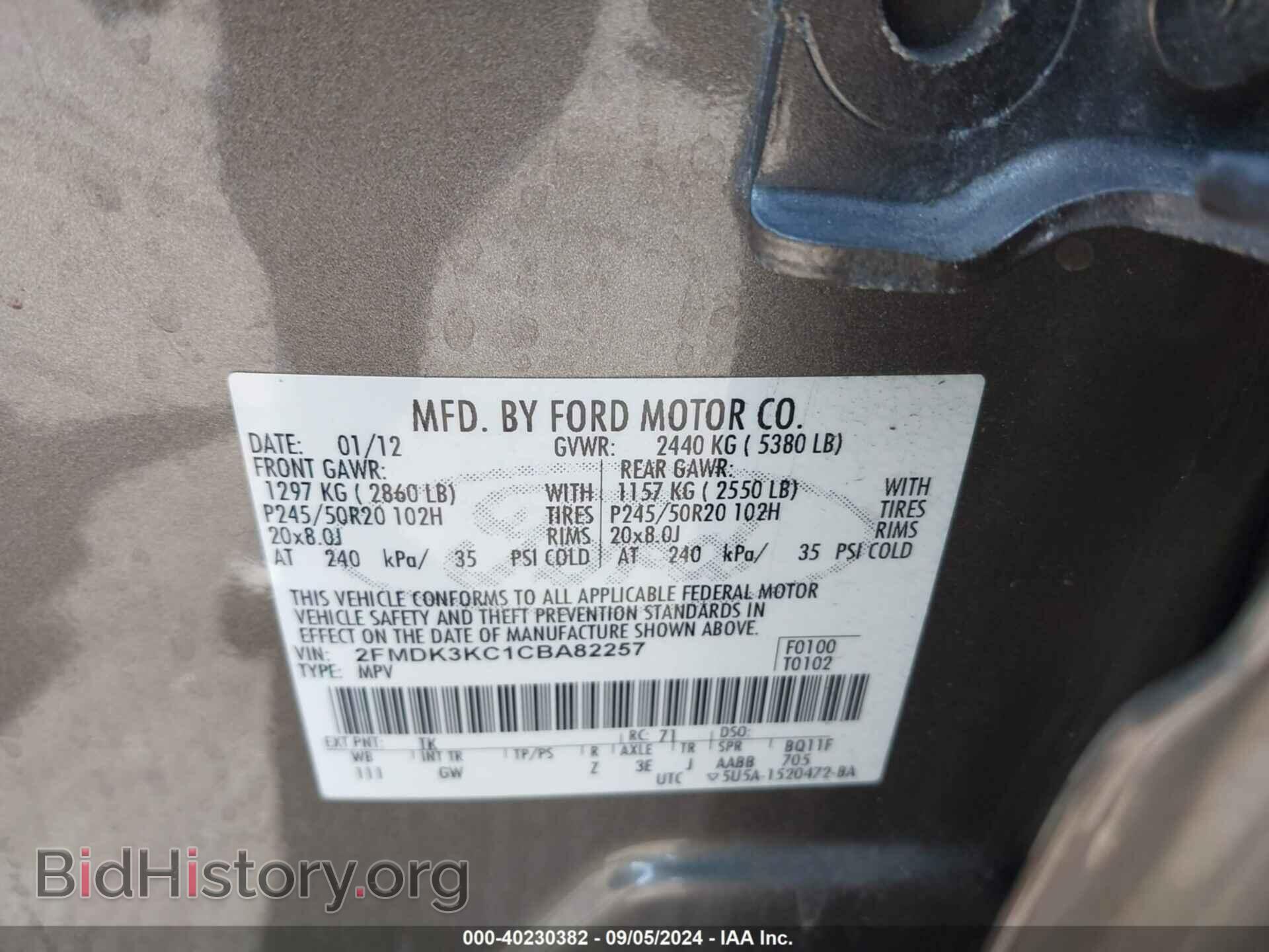 2012 FORD EDGE - VIN: 2FMDK3KC1CBA82257 - Фото 9