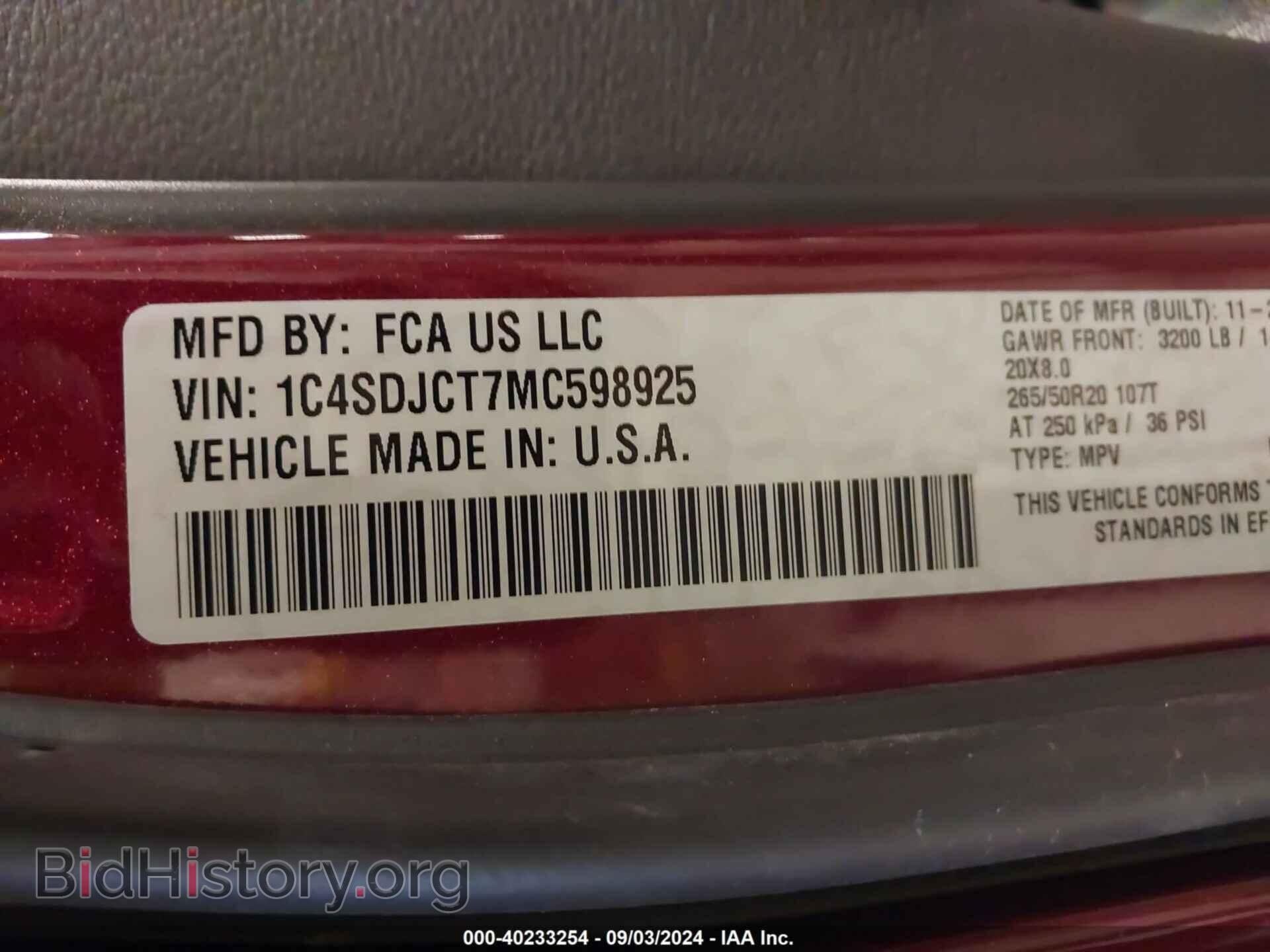 2021 DODGE DURANGO - VIN: 1C4SDJCT7MC598925 - Photo 9