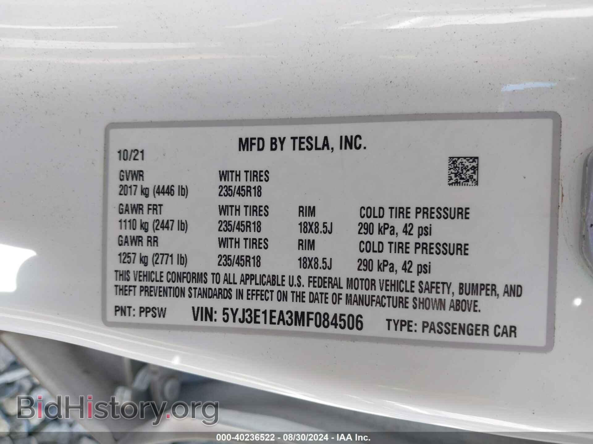 2021 TESLA MODEL 3 - VIN: 5YJ3E1EA3MF084506 - Photo 9