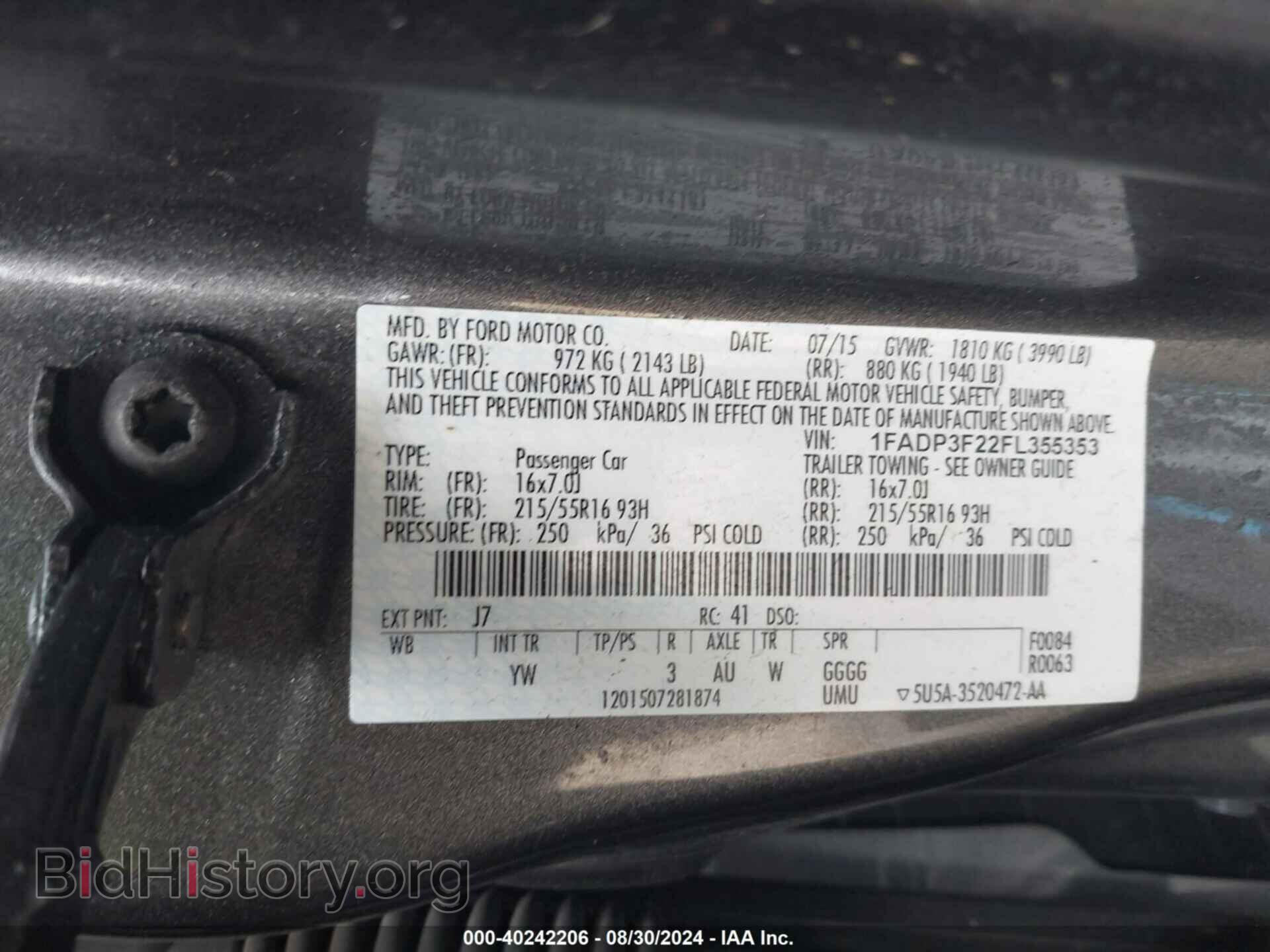 2015 FORD FOCUS - VIN: 1FADP3F22FL355353 - Фото 9