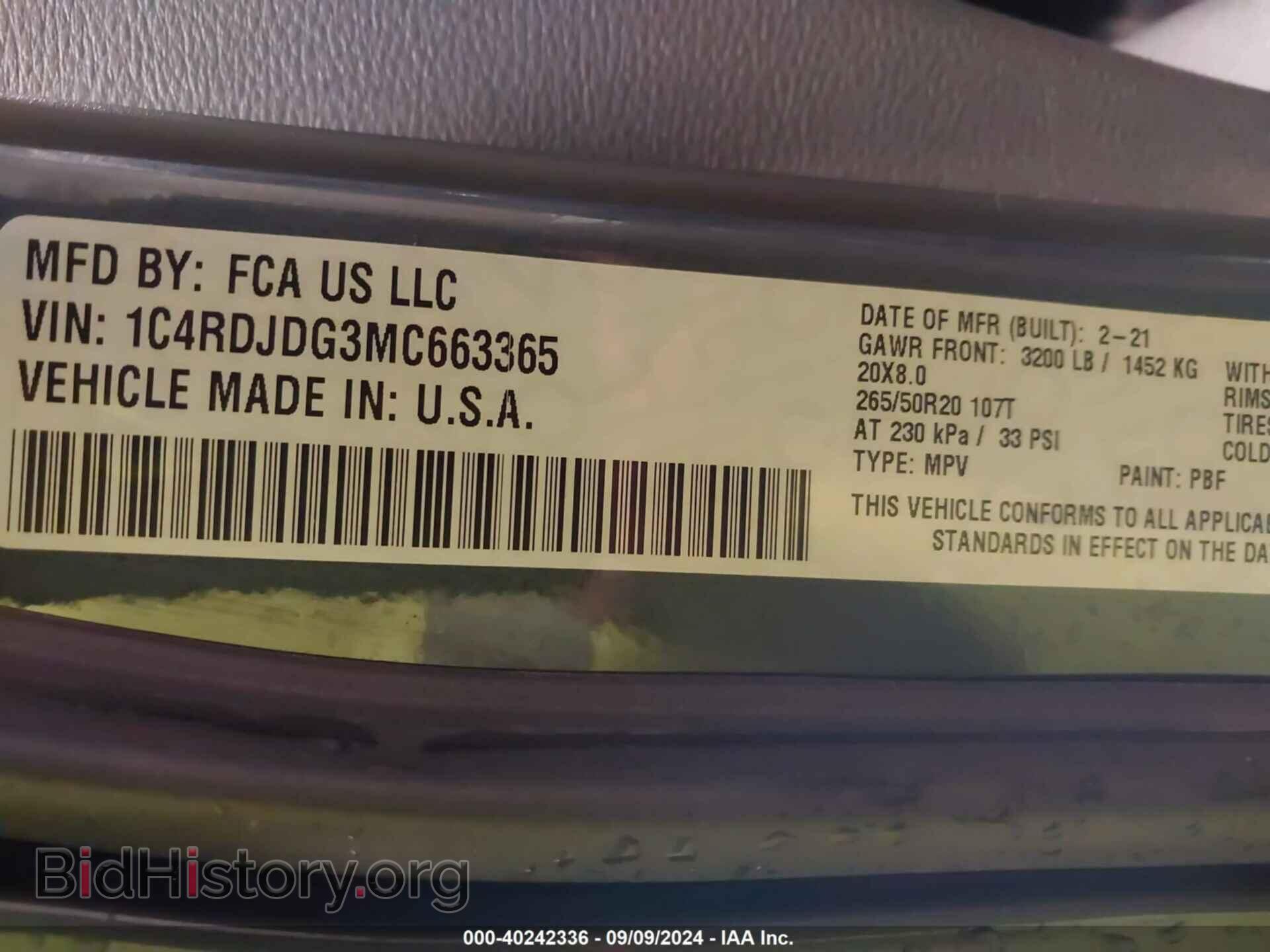 2021 DODGE DURANGO - VIN: 1C4RDJDG3MC663365 - Photo 9