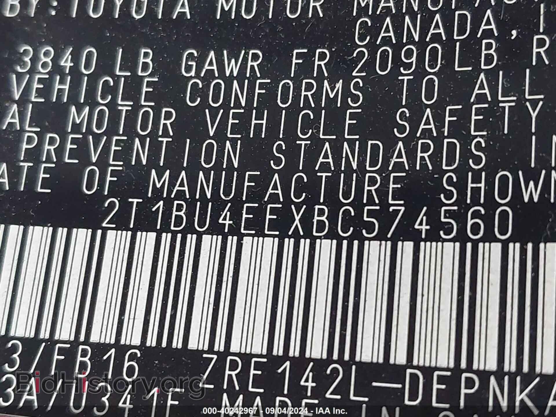 2011 TOYOTA COROLLA - VIN: 2T1BU4EEXBC574560 - Фото 9