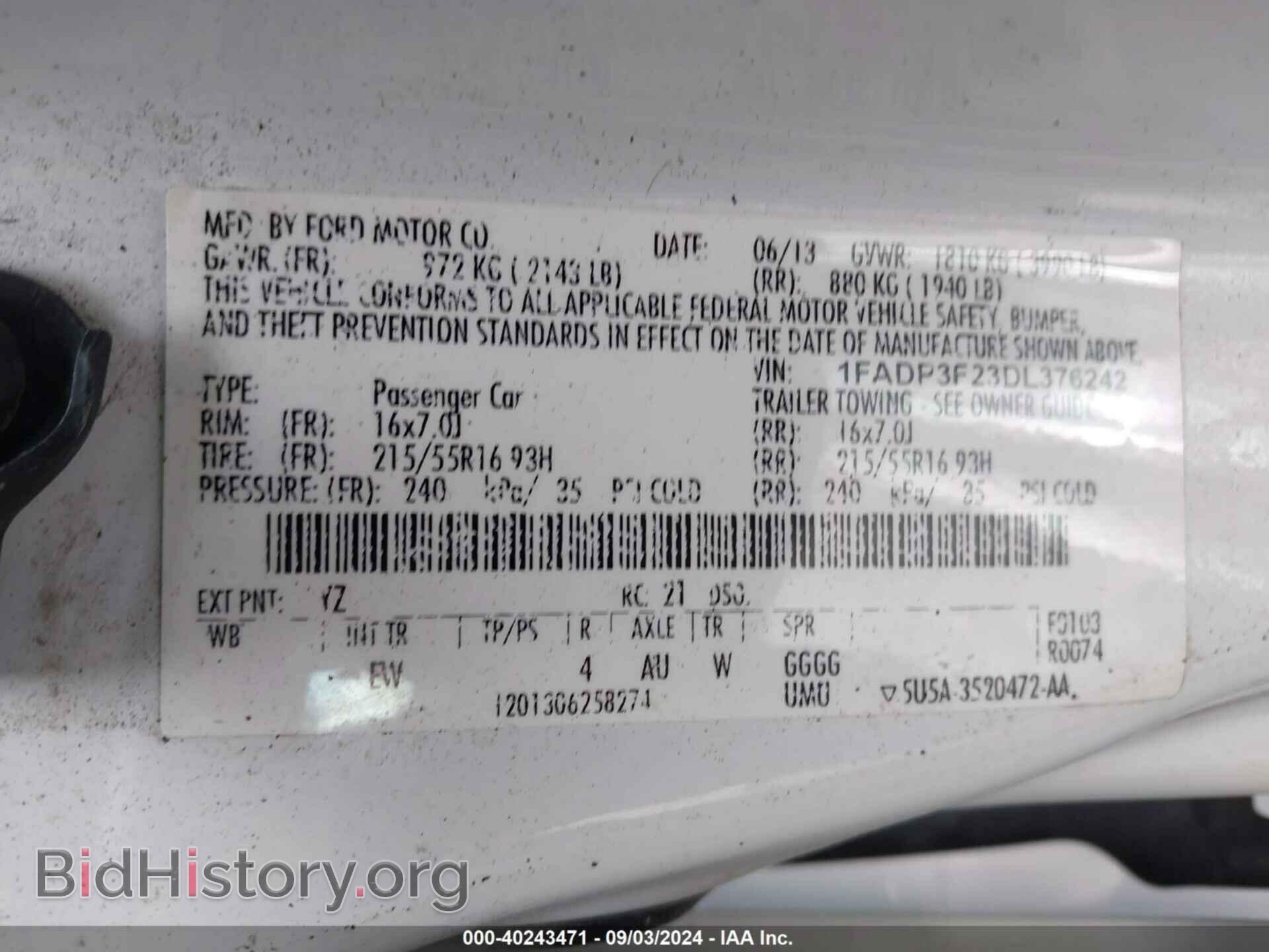 2013 FORD FOCUS - VIN: 1FADP3F23DL376242 - Фото 9