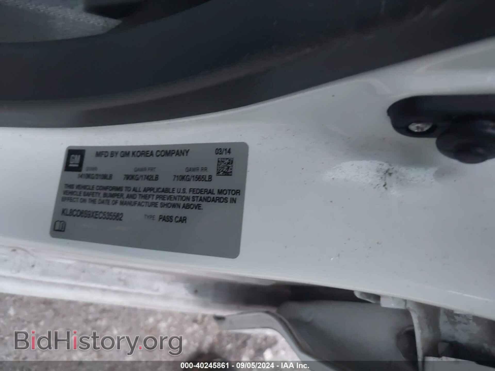 2014 CHEVROLET SPARK - VIN: KL8CD6S9XEC535562 - Фото 9