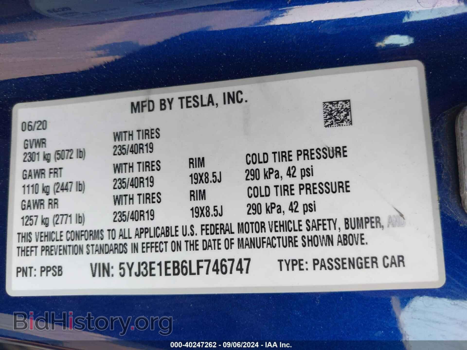 2020 TESLA MODEL 3 - VIN: 5YJ3E1EB6LF746747 - Фото 9