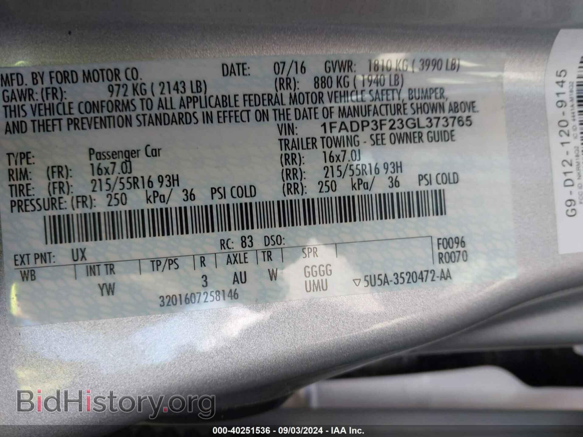 2016 FORD FOCUS - VIN: 1FADP3F23GL373765 - Фото 9