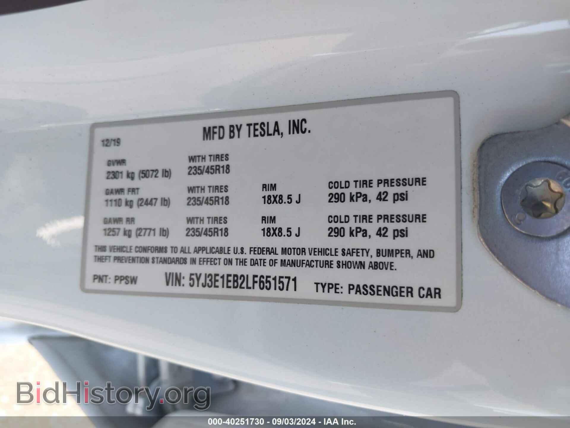 2020 TESLA MODEL 3 - VIN: 5YJ3E1EB2LF651571 - Фото 9