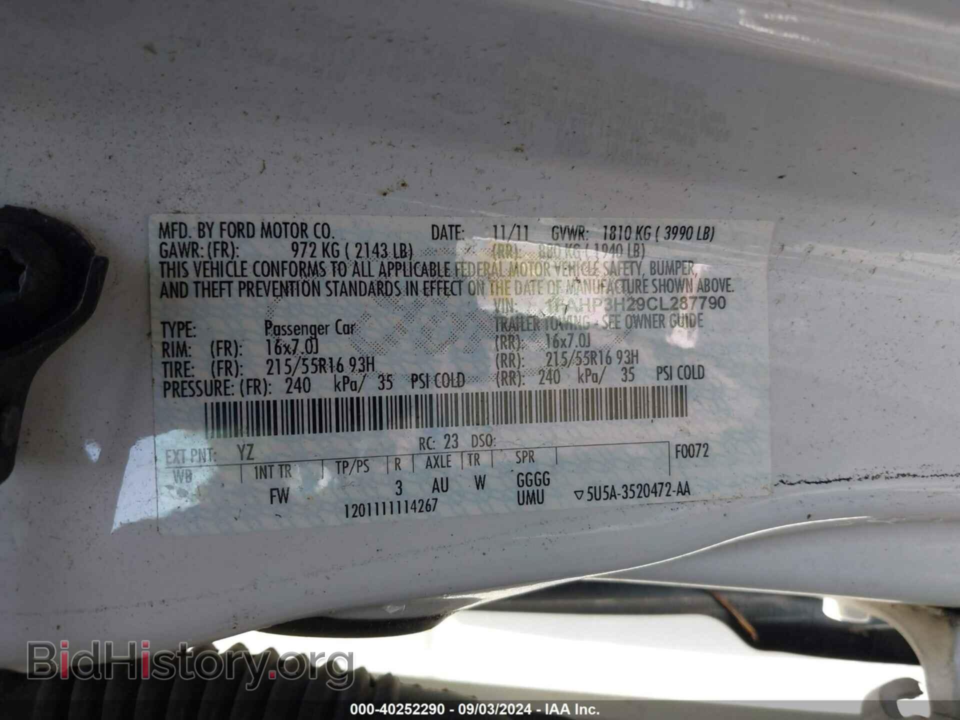 2012 FORD FOCUS - VIN: 1FAHP3H29CL287790 - Фото 9