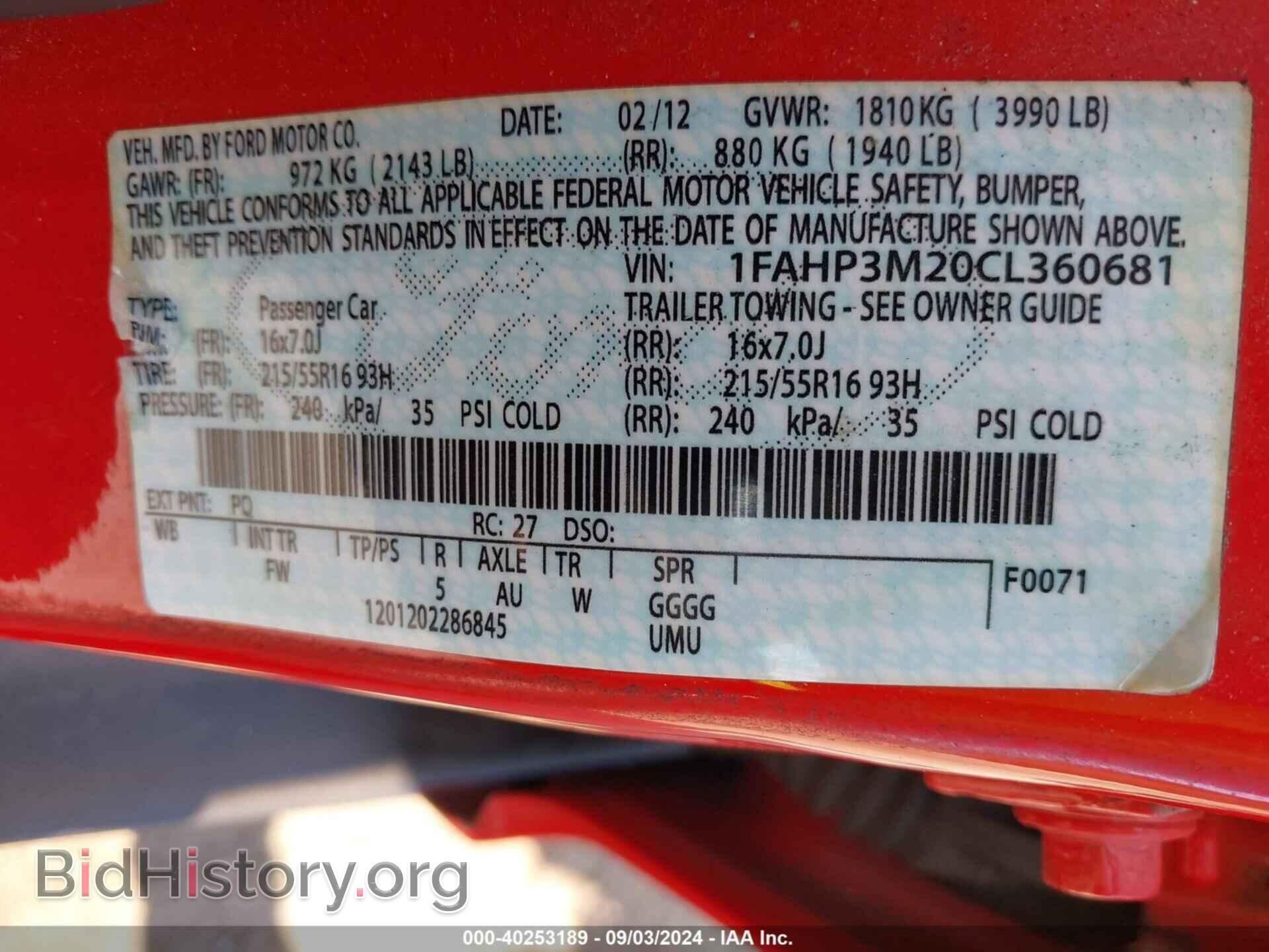 2012 FORD FOCUS - VIN: 1FAHP3M20CL360681 - Фото 9