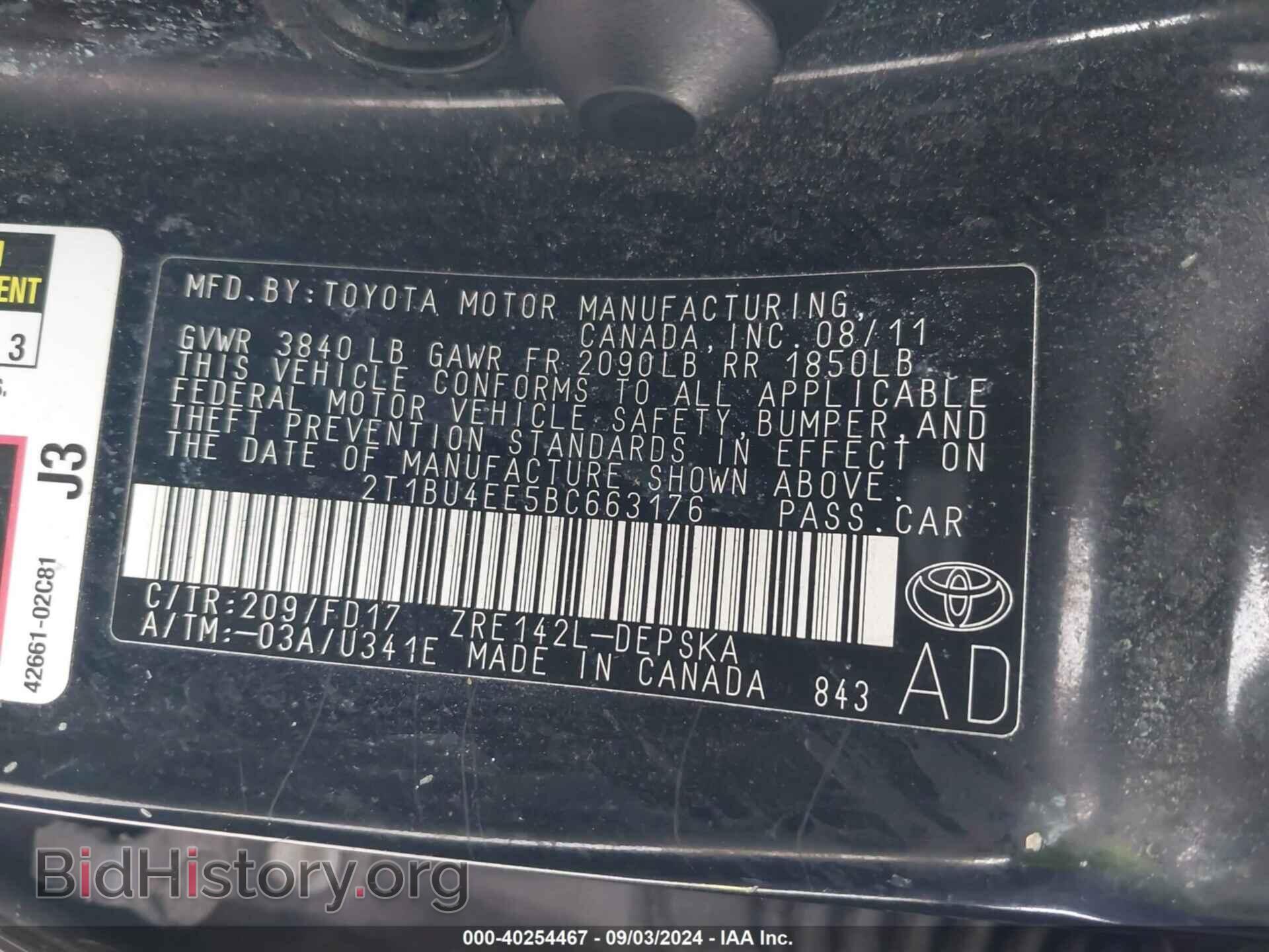 2011 TOYOTA COROLLA - VIN: 2T1BU4EE5BC663176 - Фото 9