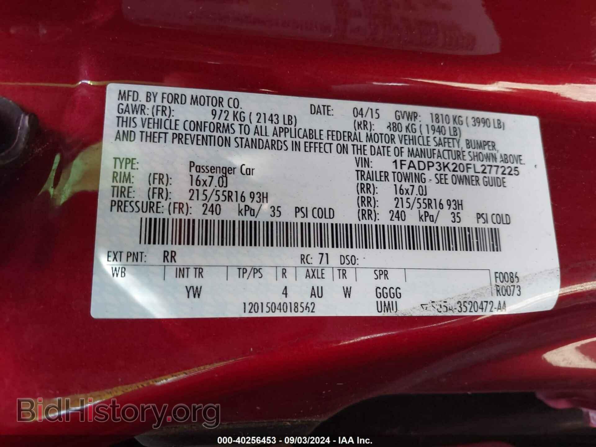 2015 FORD FOCUS - VIN: 1FADP3K20FL277225 - Фото 9
