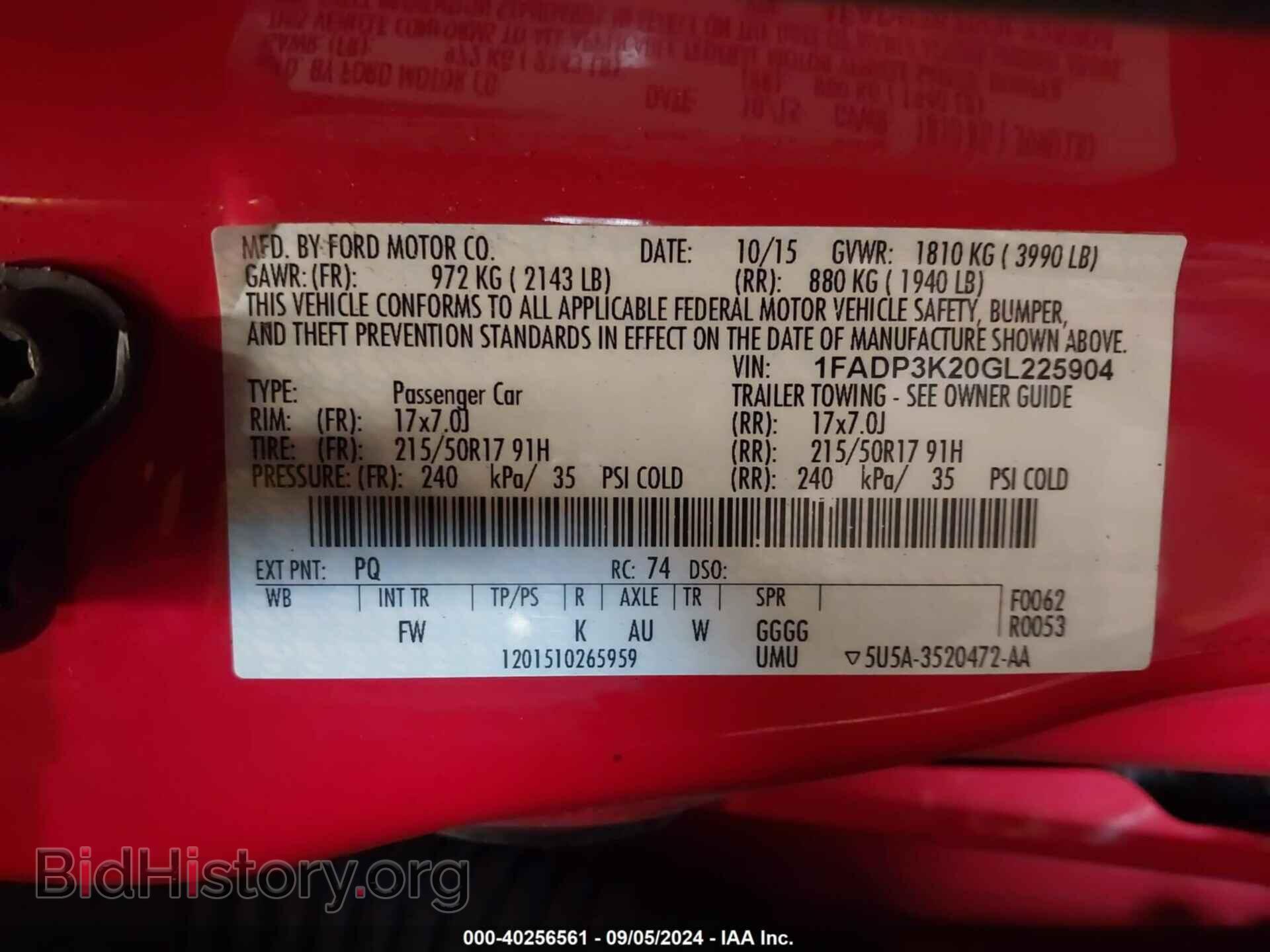 2016 FORD FOCUS - VIN: 1FADP3K20GL225904 - Фото 9