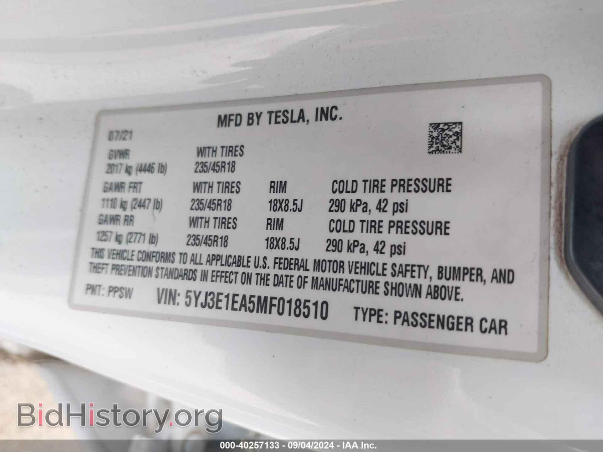 2021 TESLA MODEL 3 - VIN: 5YJ3E1EA5MF018510 - Photo 9