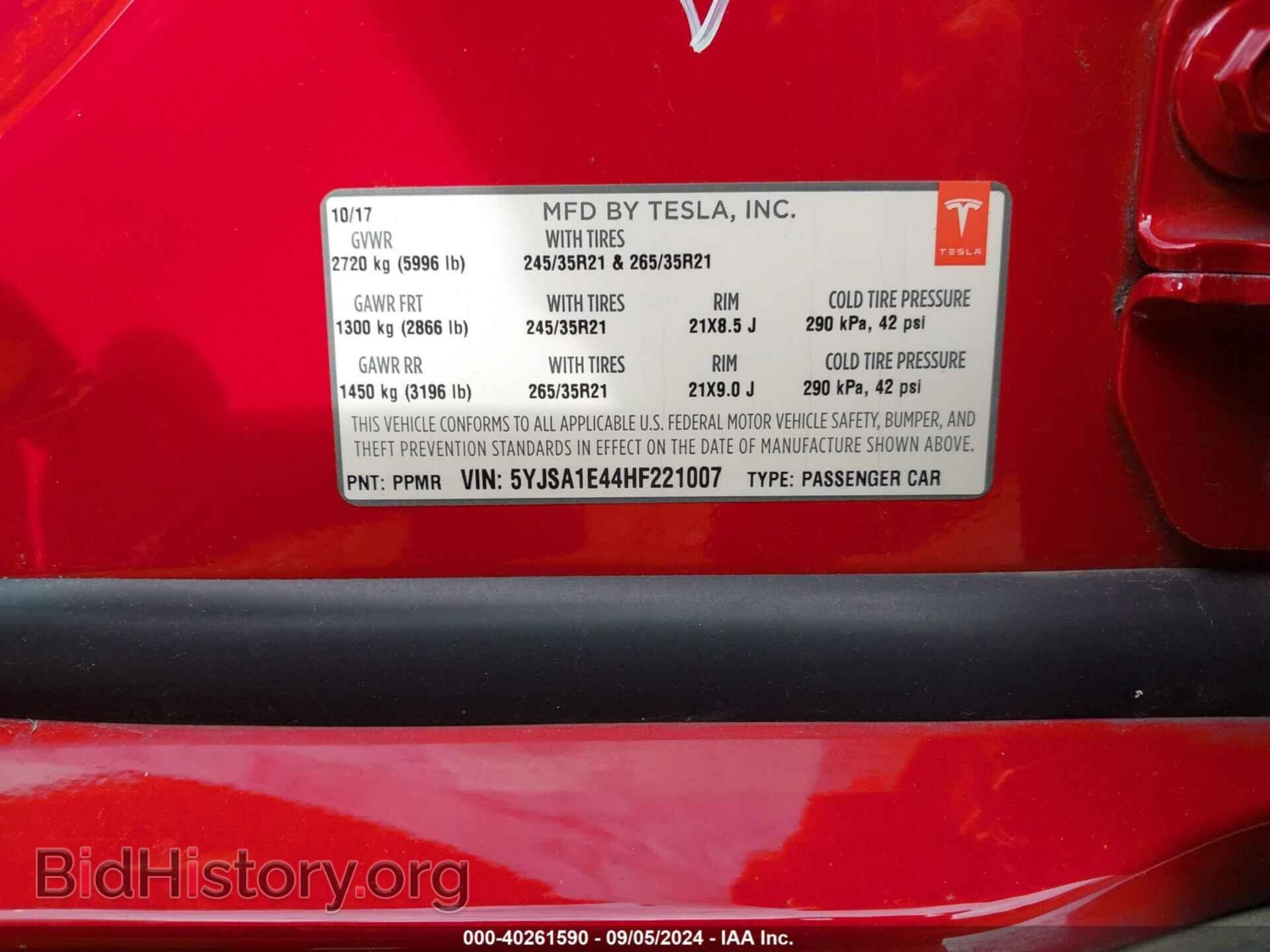 2017 TESLA MODEL S - VIN: 5YJSA1E44HF221007 - Photo 9