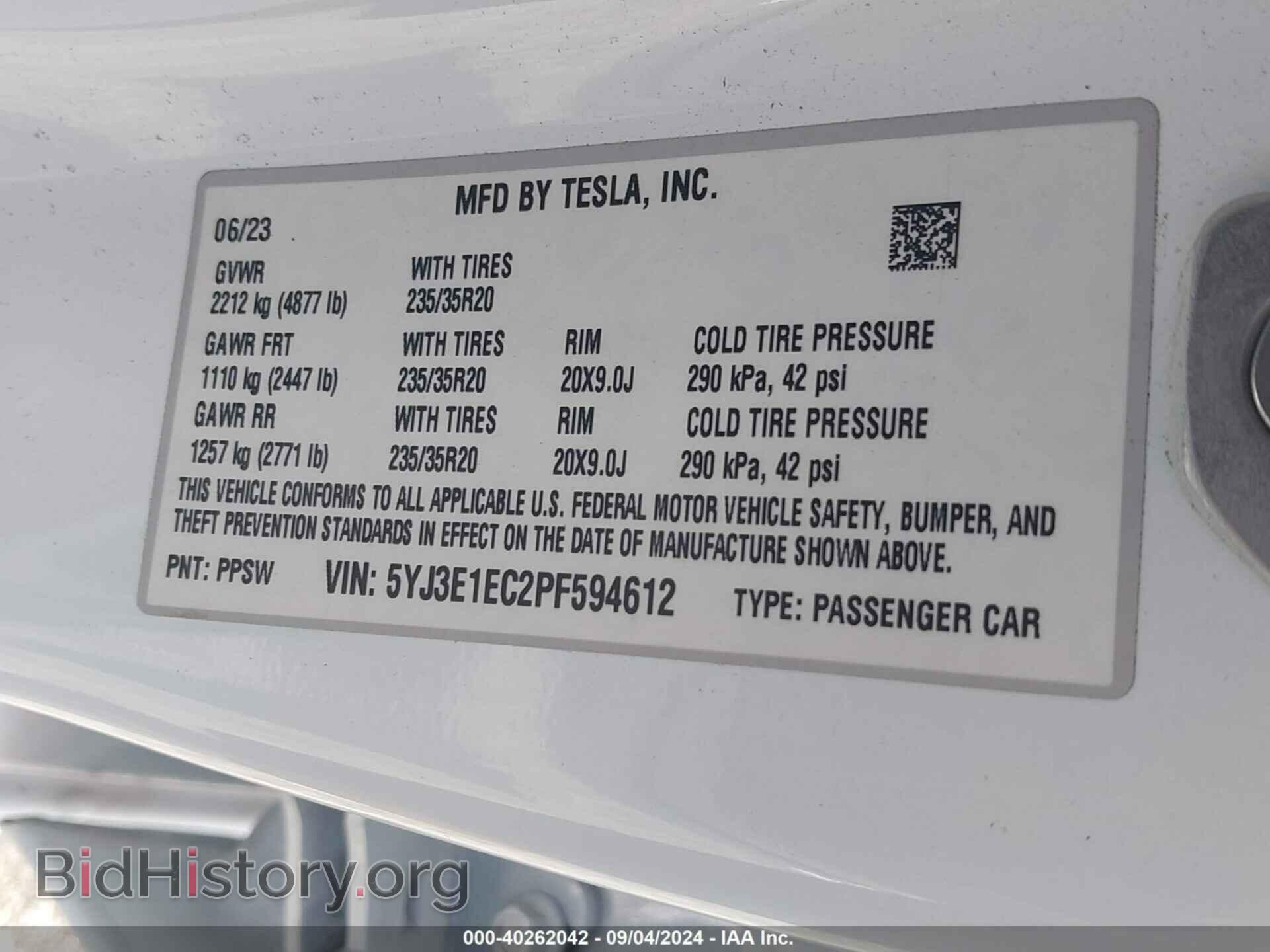2023 TESLA MODEL 3 - VIN: 5YJ3E1EC2PF594612 - Фото 9