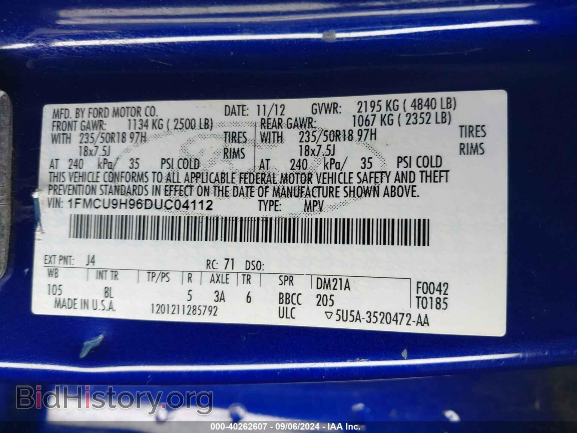 2013 FORD ESCAPE - VIN: 1FMCU9H96DUC04112 - Photo 9