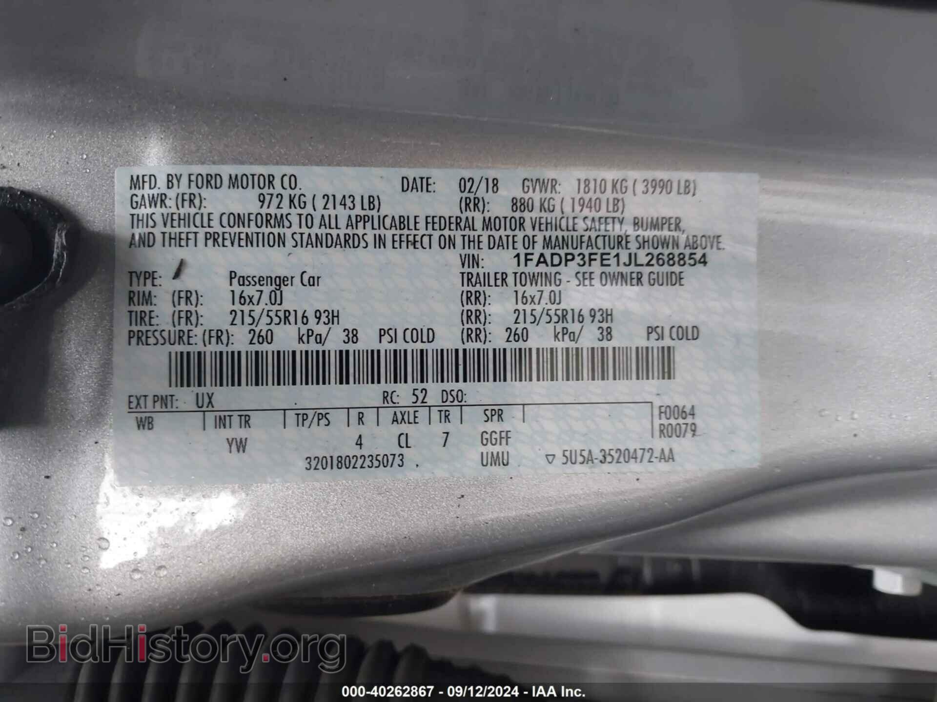 2018 FORD FOCUS - VIN: 1FADP3FE1JL268854 - Photo 9
