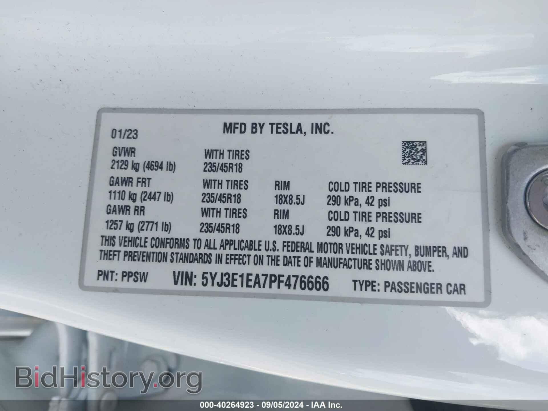 2023 TESLA MODEL 3 - VIN: 5YJ3E1EA7PF476666 - Фото 9