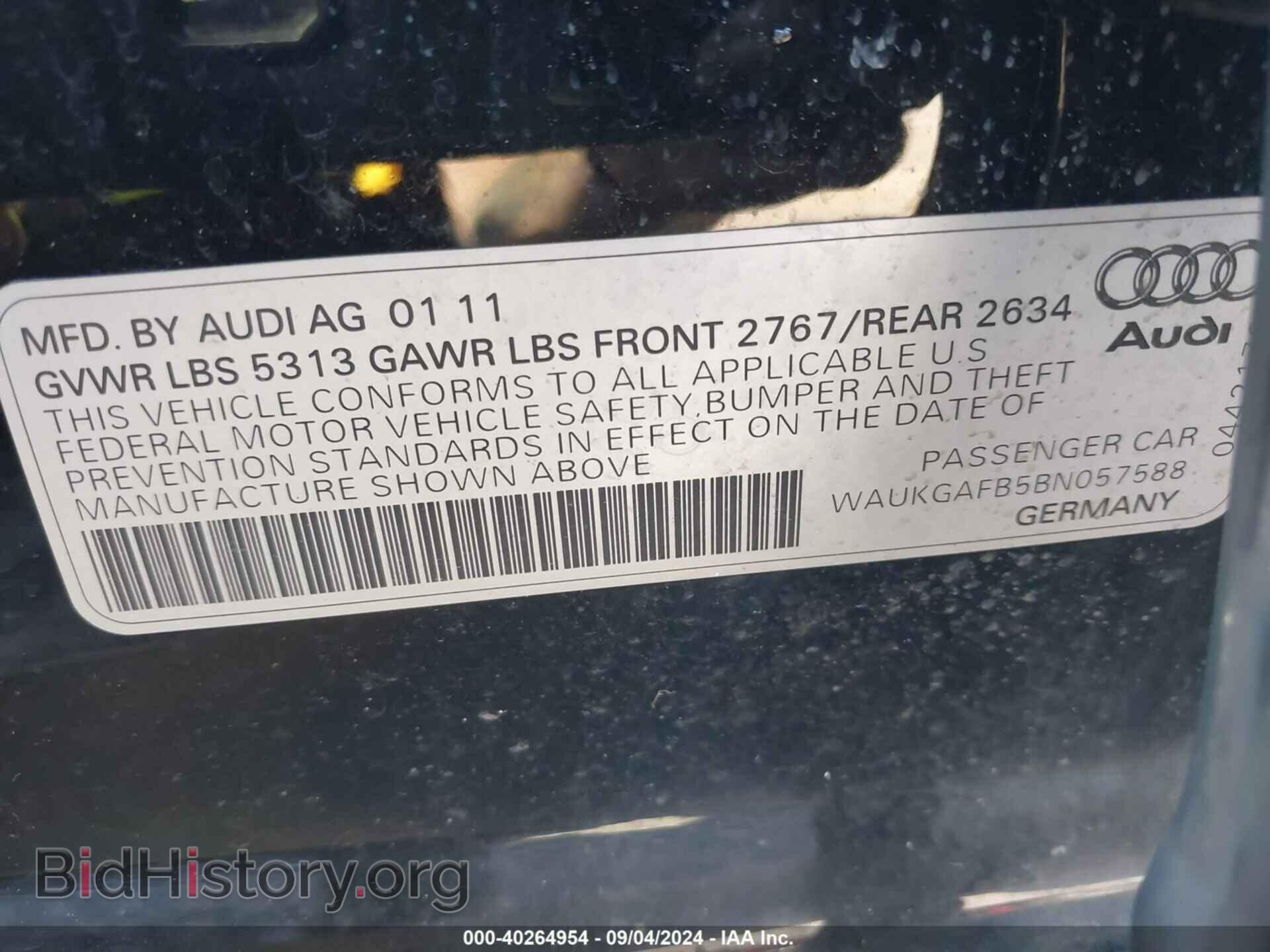 2011 AUDI A6 - VIN: WAUKGAFB5BN057588 - Фото 9