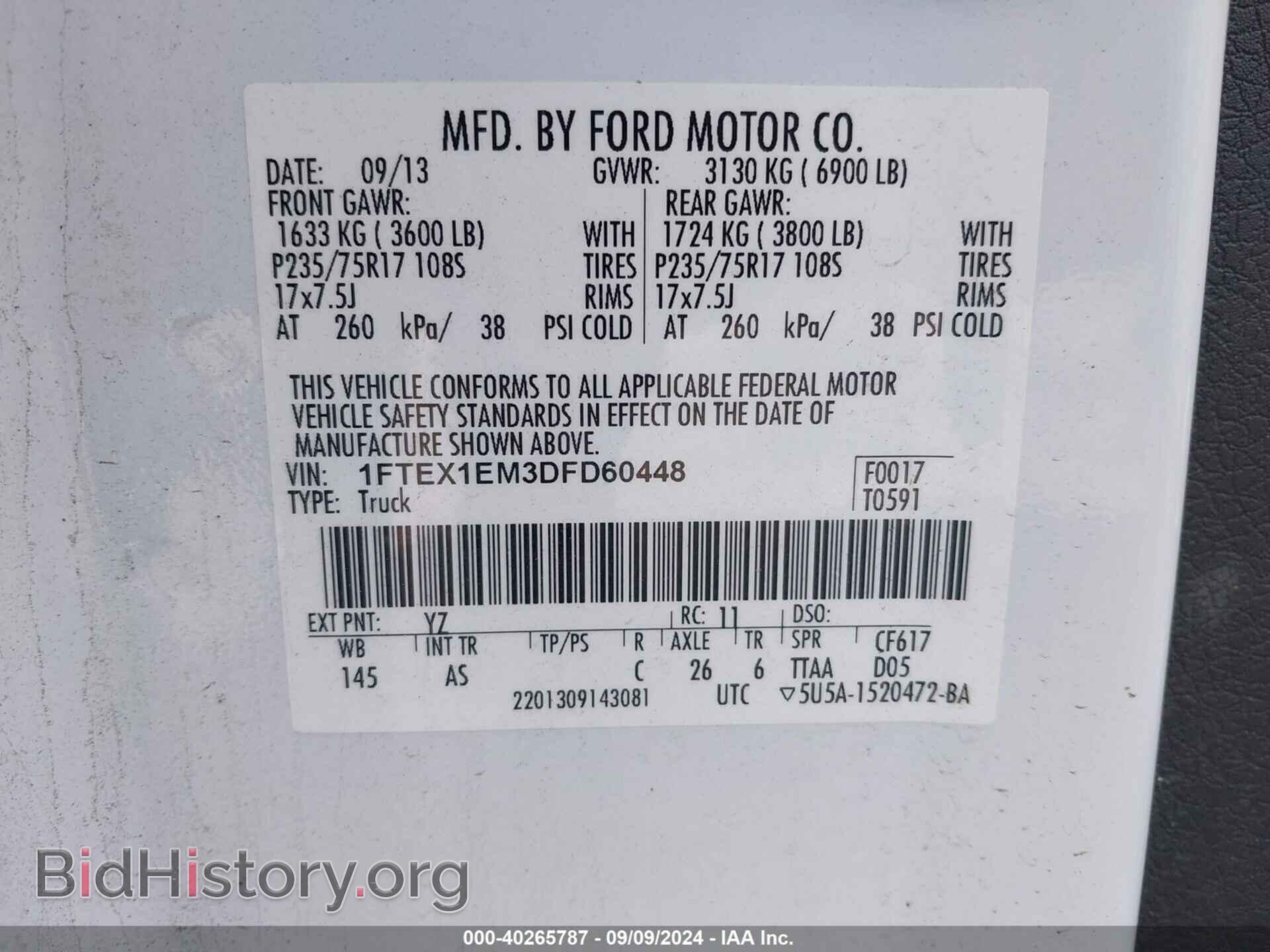 2013 FORD F-150 - VIN: 1FTEX1EM3DFD60448 - Фото 9